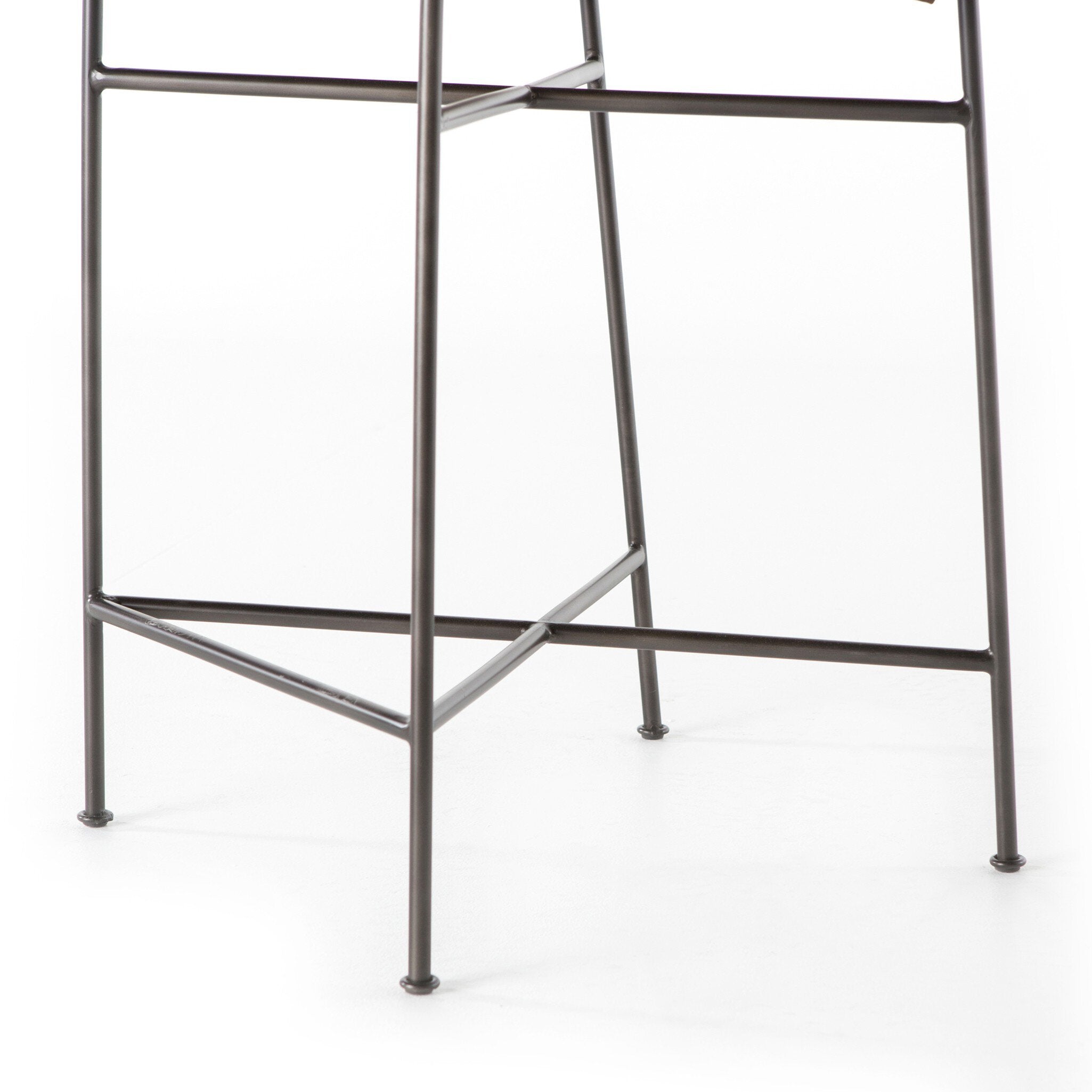 Four Hands Wharton Bar + Counter Stool — Distressed Brown-Waxed Black-Counter