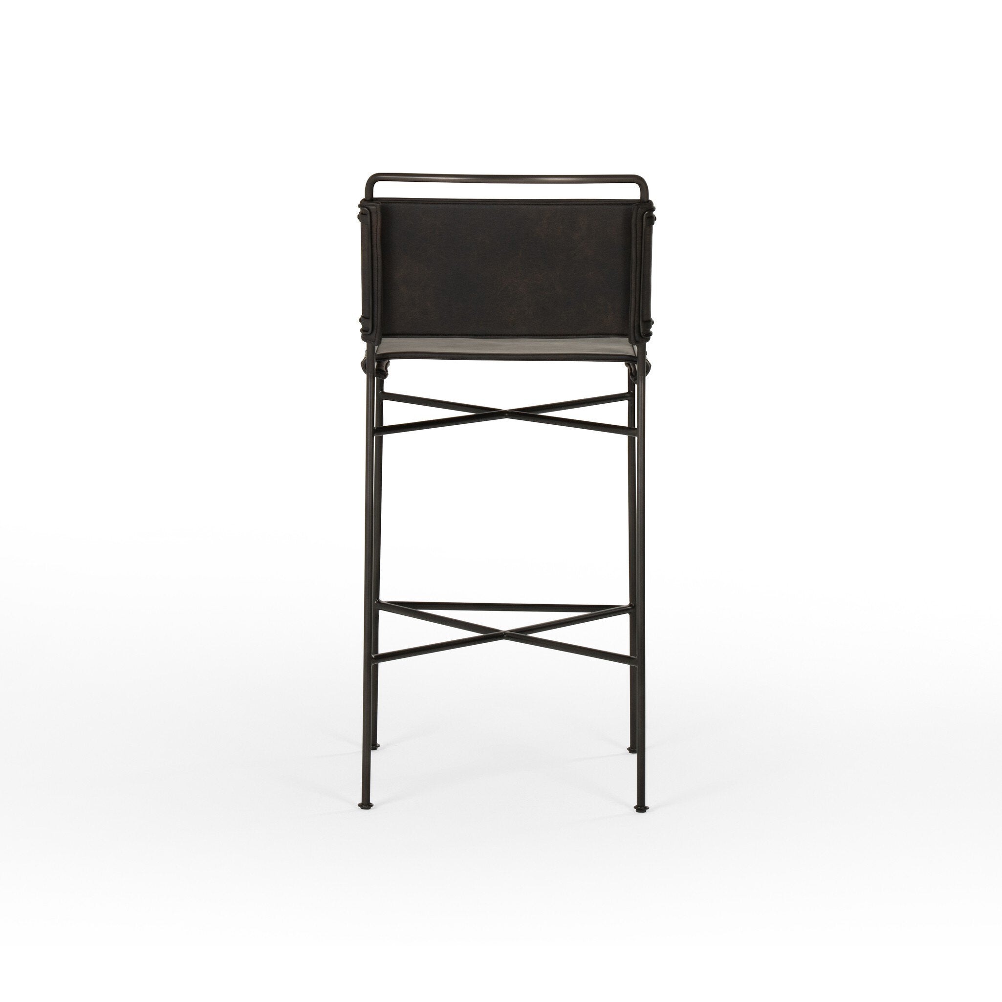 Four Hands Wharton Bar + Counter Stool — Distressed Black-Waxed Black-Bar
