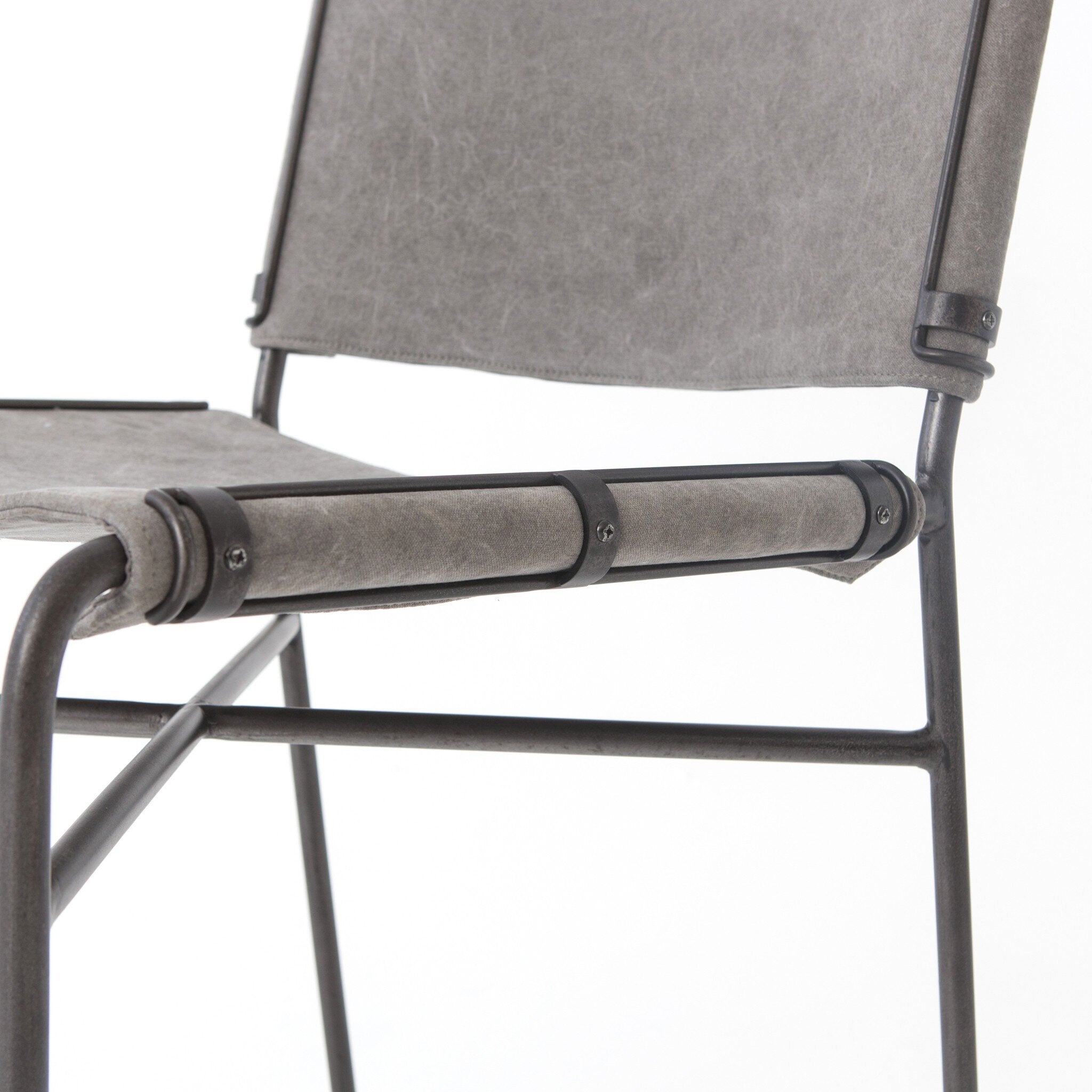Four Hands Wharton Dining Chair — Stonewash Grey-Waxed Black