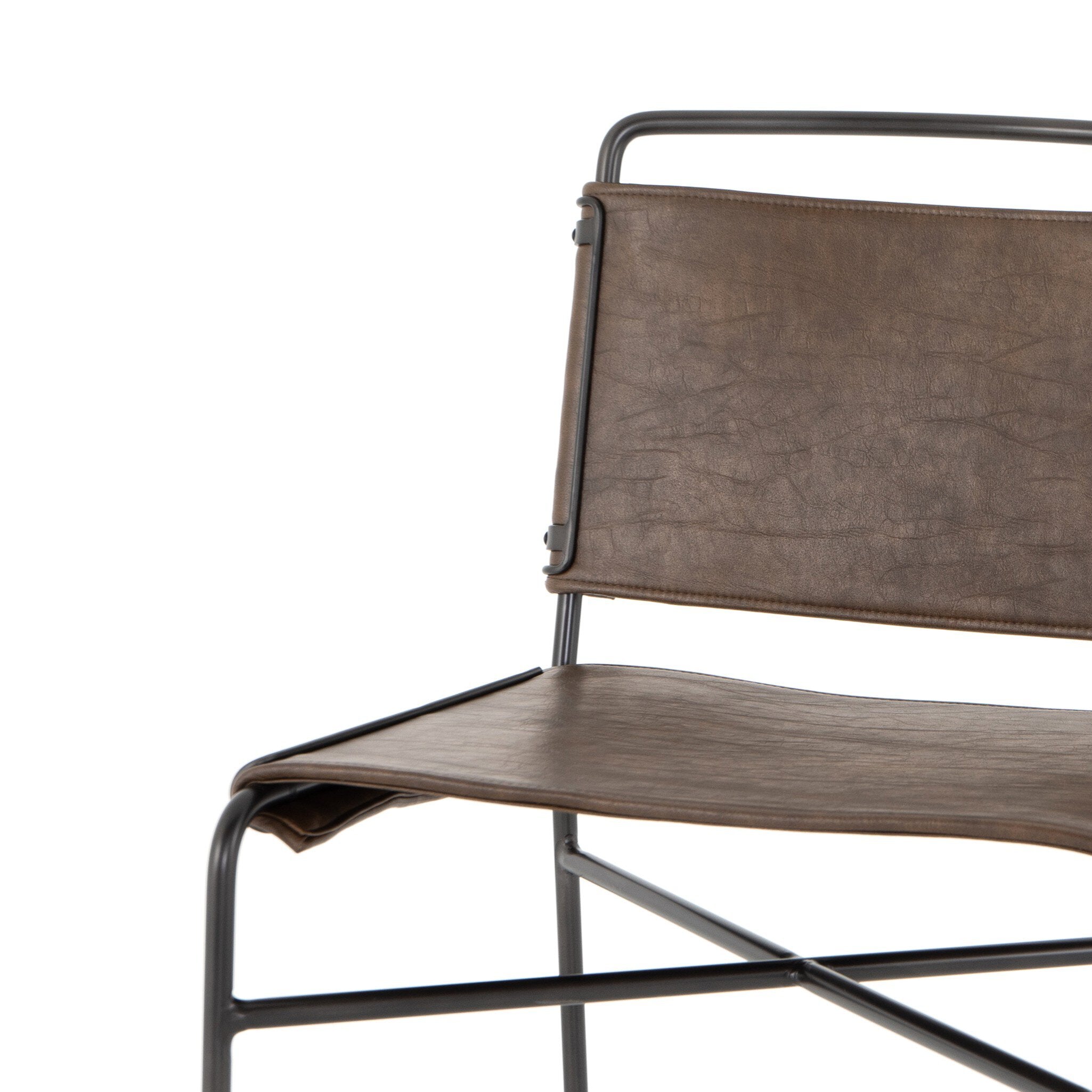 Four Hands Wharton Dining Chair — Distressed Brown-Waxed Black
