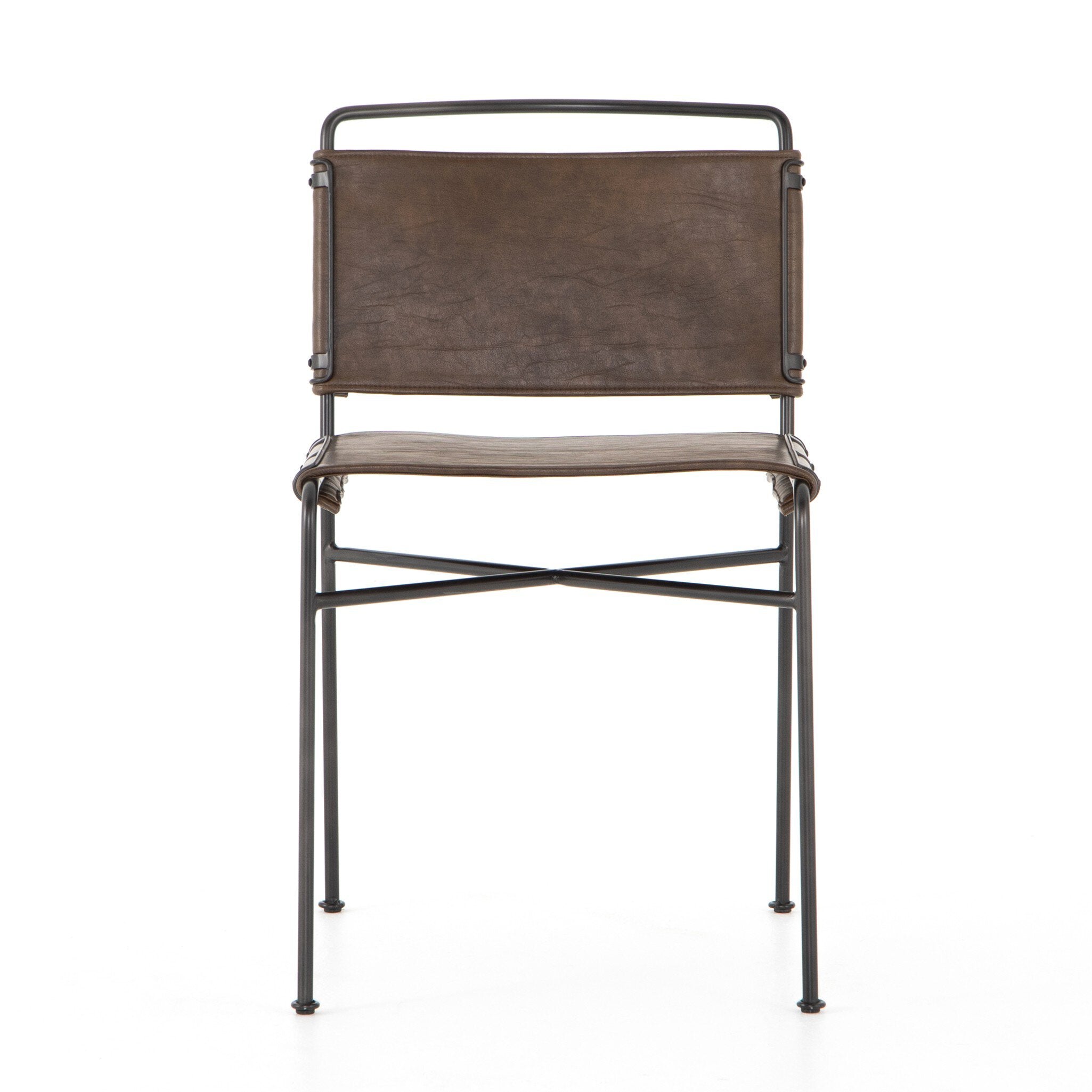 Four Hands Wharton Dining Chair — Distressed Brown-Waxed Black