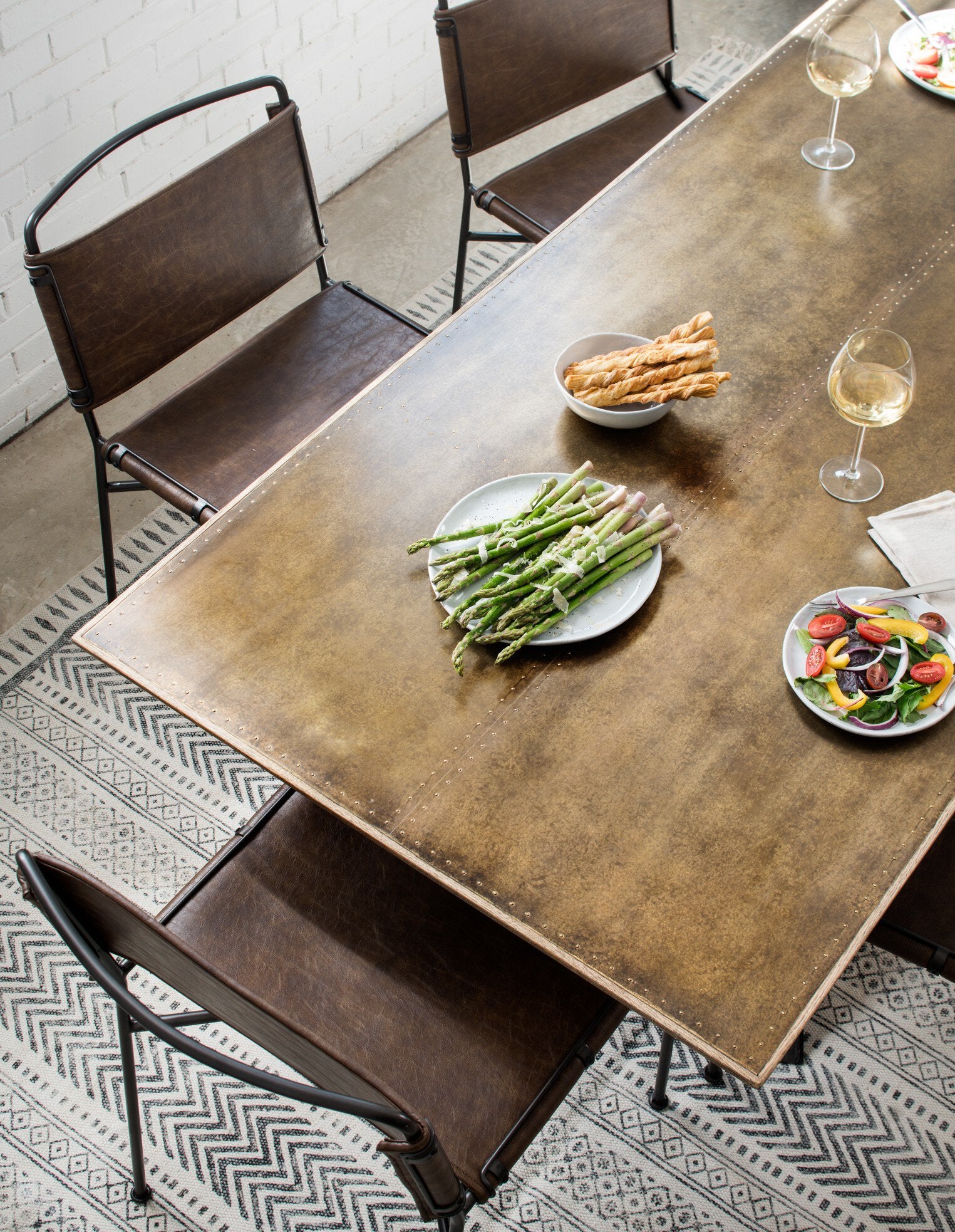 Four Hands Wharton Dining Chair — Distressed Brown-Waxed Black
