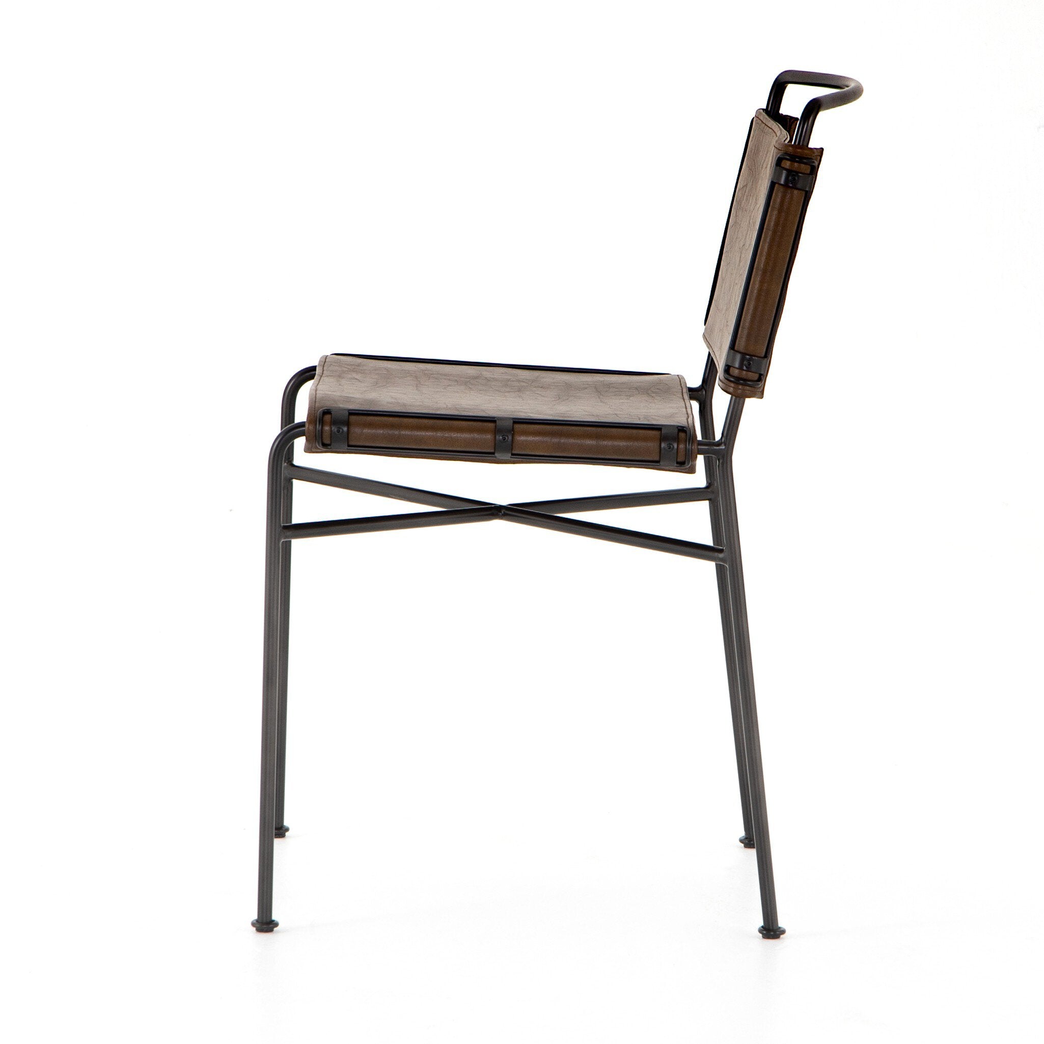 Four Hands Wharton Dining Chair — Distressed Brown-Waxed Black