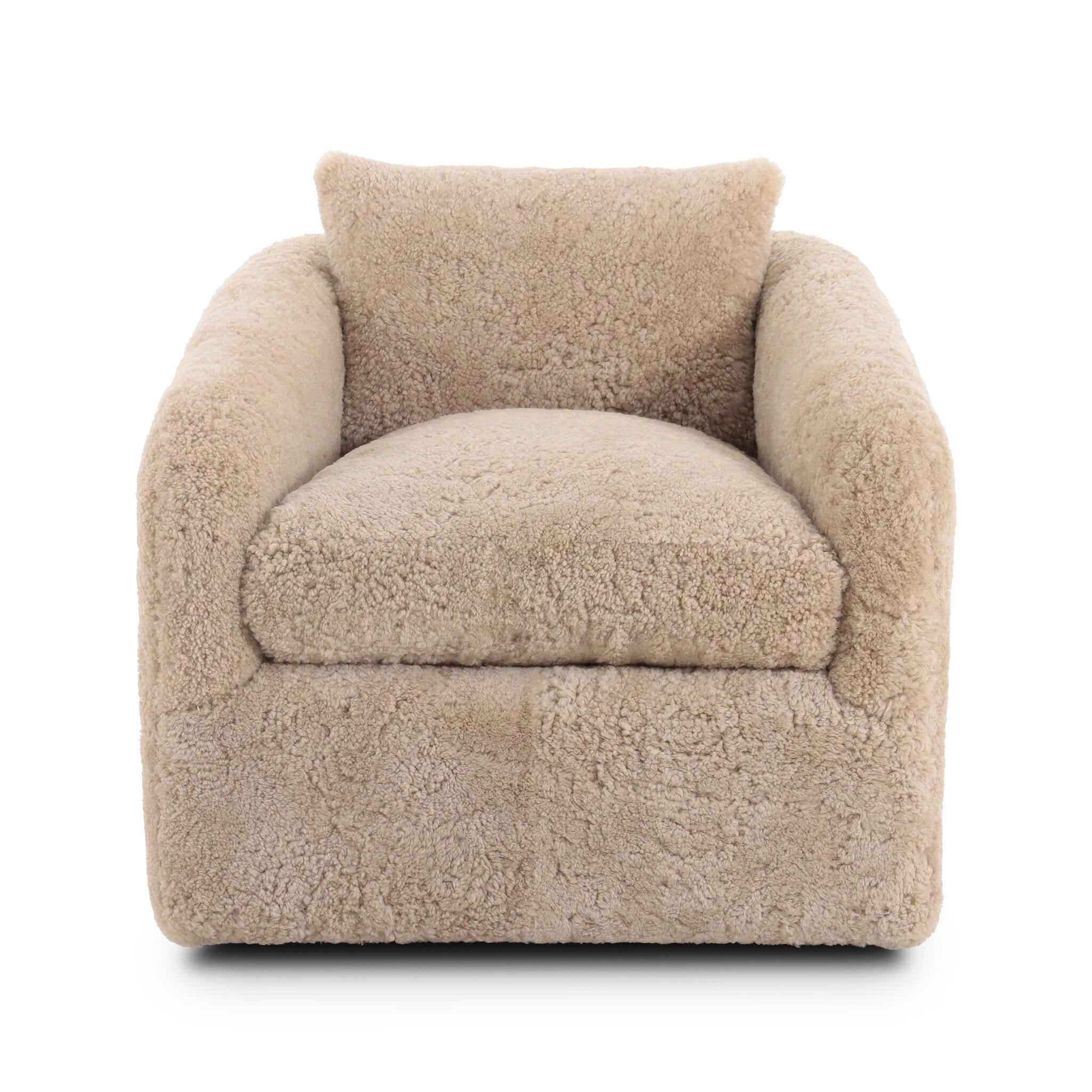 Four Hands Topanga Swivel Chair — Beige Shearling