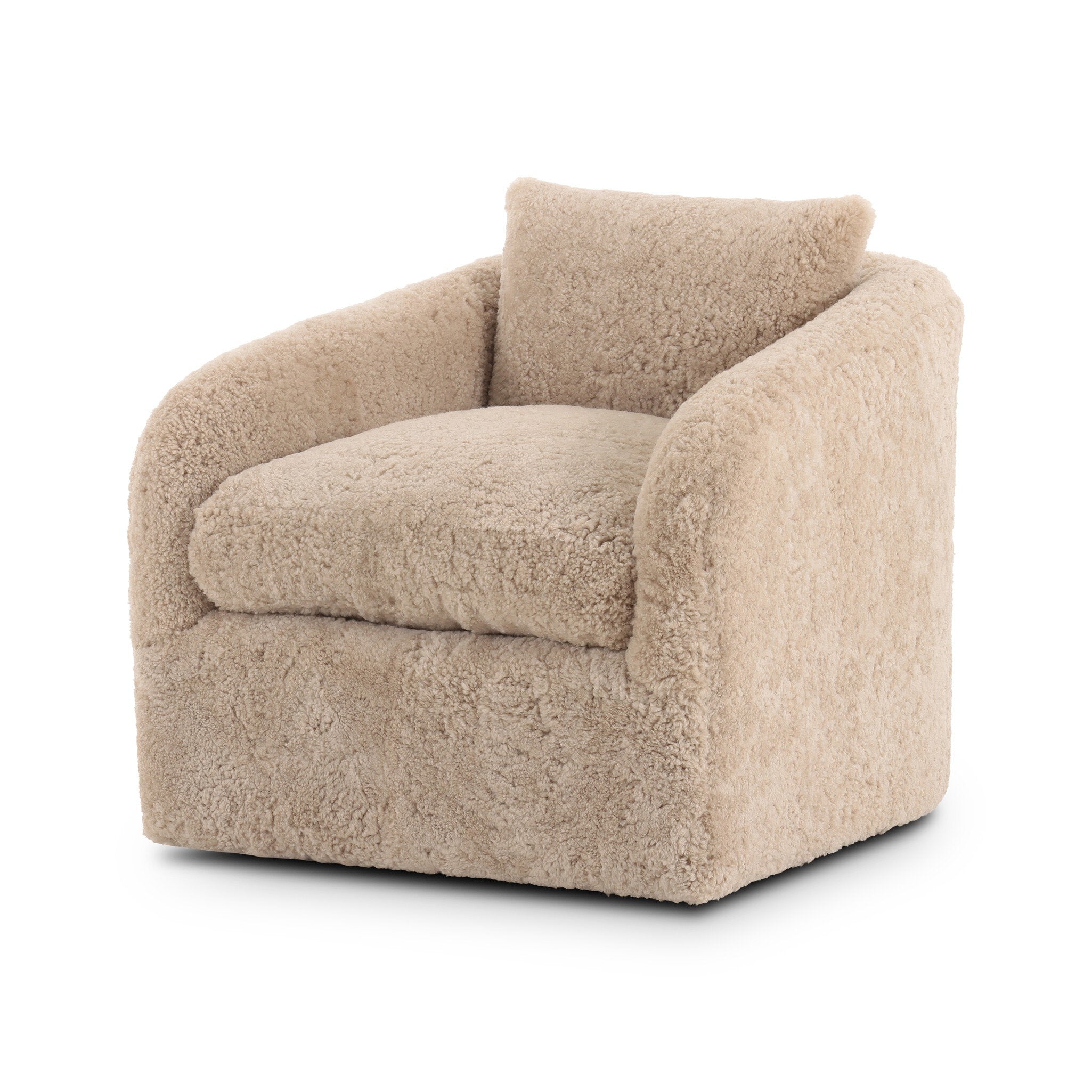 Four Hands Topanga Swivel Chair — Beige Shearling