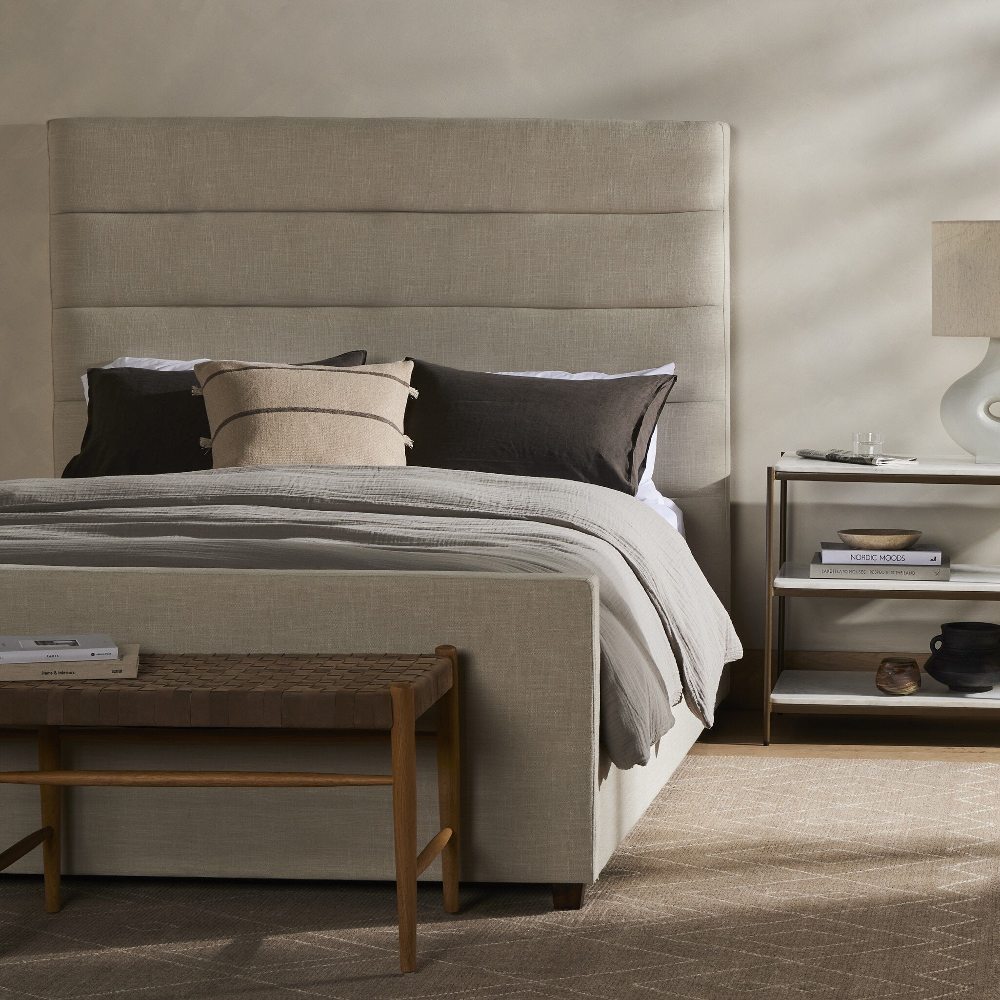 Four Hands Daphne Bed — Cambric Ivory-Almond-Cal King