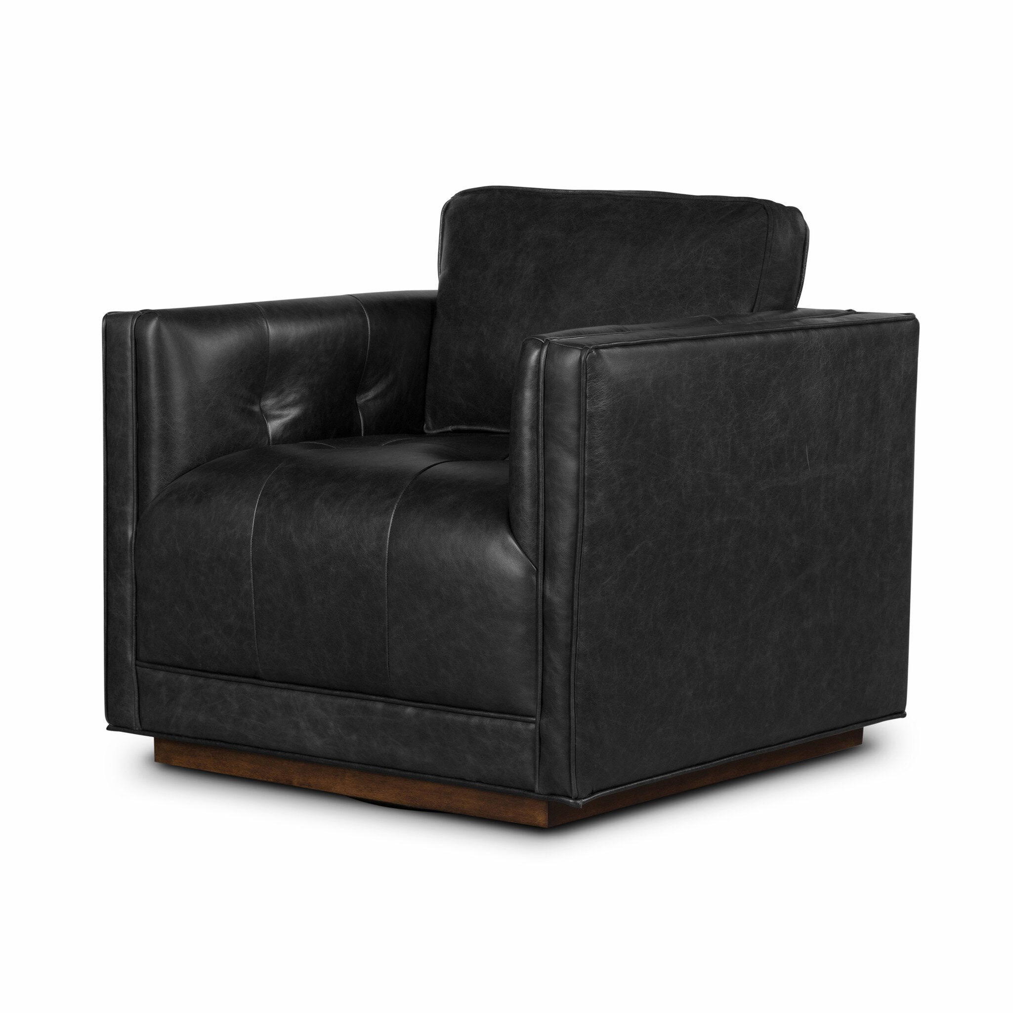 Four Hands Kiera Swivel Chair — Sonoma Black-Weathered Sepia