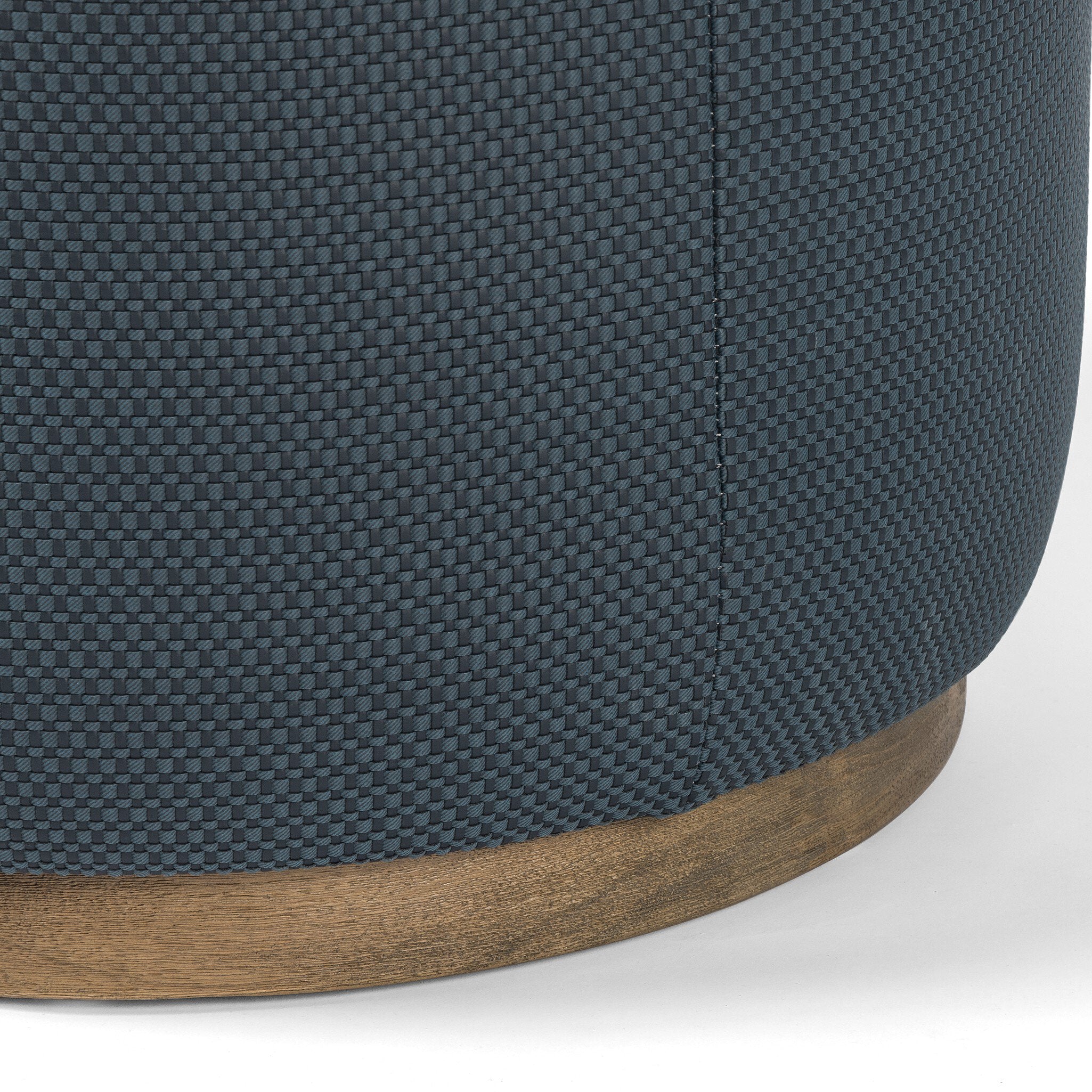 Four Hands Sinclair Round Ottoman — Fresno Cobalt-Distressed Natural
