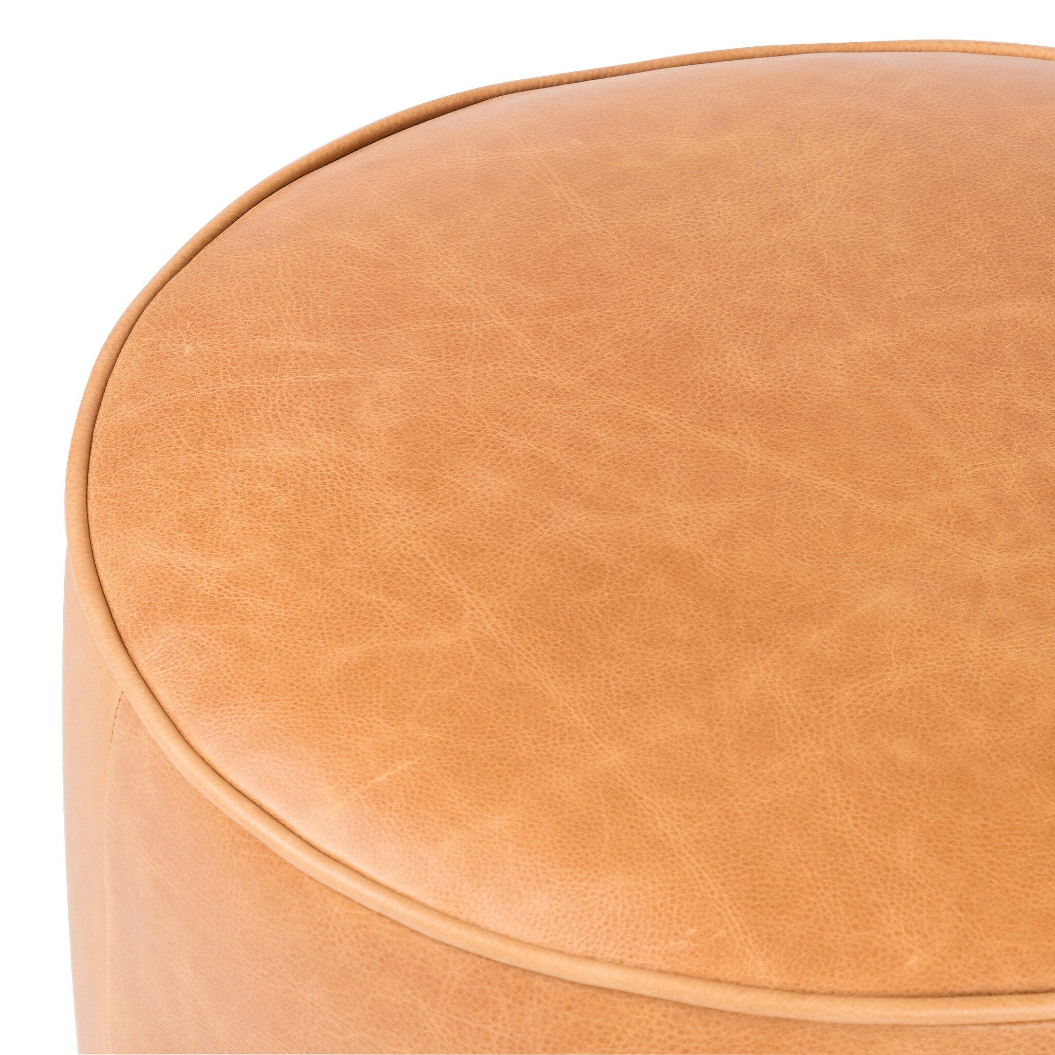 Four Hands Sinclair Round Ottoman — Palermo Butterscotch-Distressed Natural
