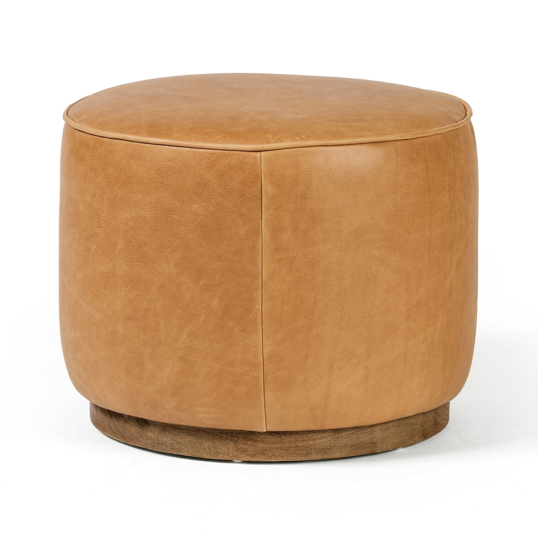 Four Hands Sinclair Round Ottoman — Palermo Butterscotch-Distressed Natural