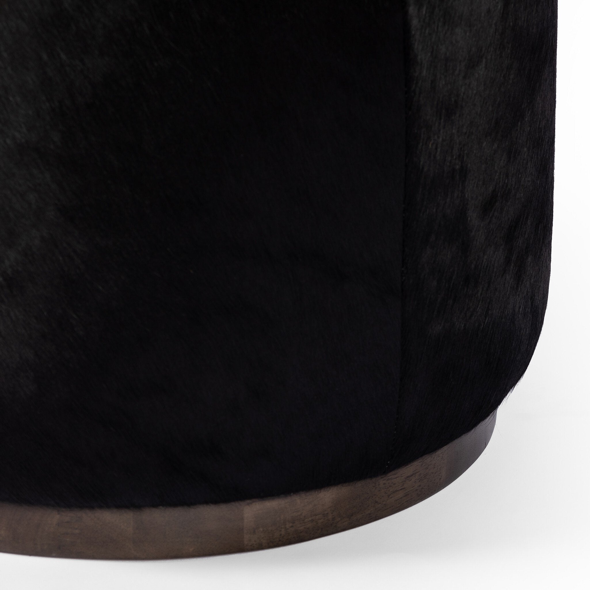 Four Hands Sinclair Round Ottoman — Dark Hair on Hide-Sienna Brown