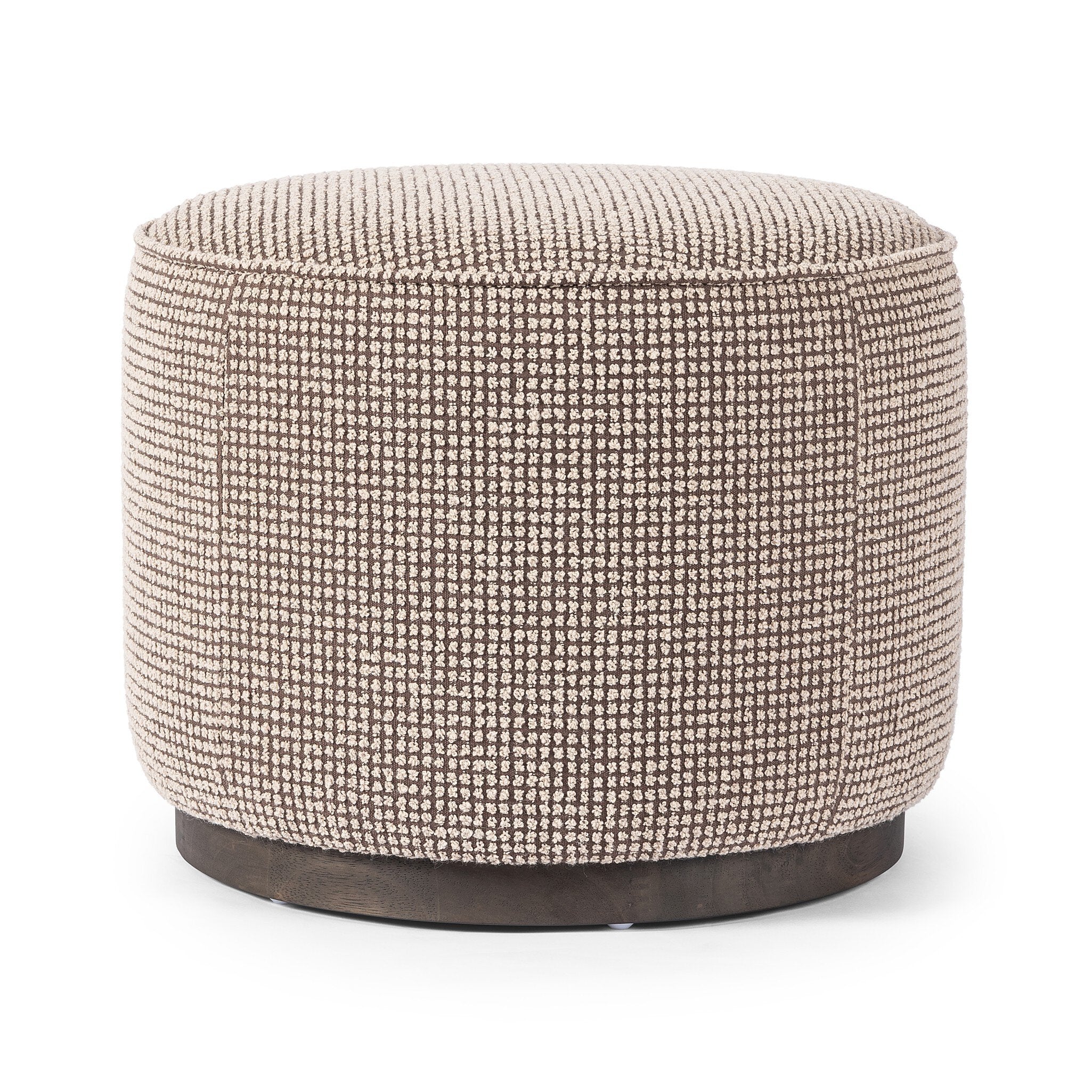 Four Hands Sinclair Round Ottoman — Barrow Taupe-Sienna Brown