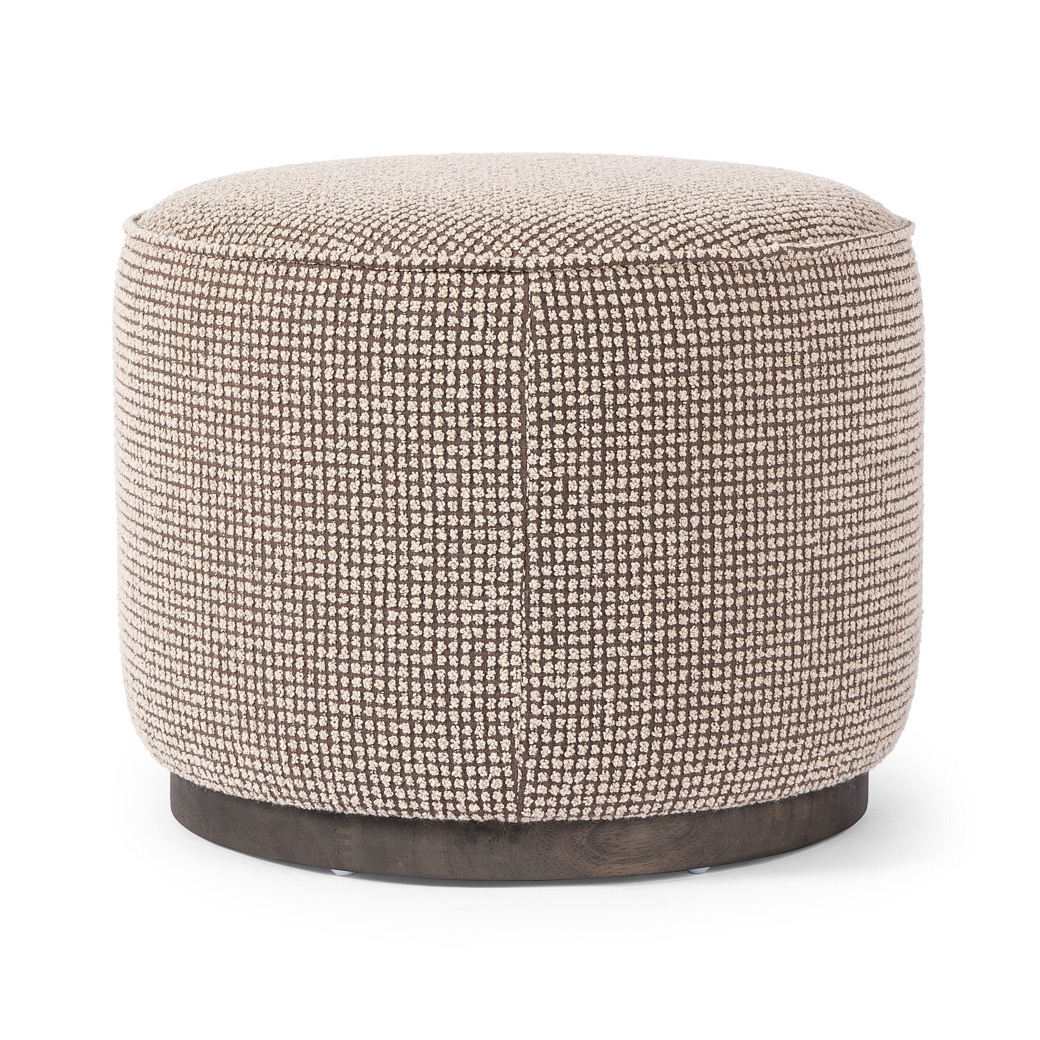 Four Hands Sinclair Round Ottoman — Barrow Taupe-Sienna Brown