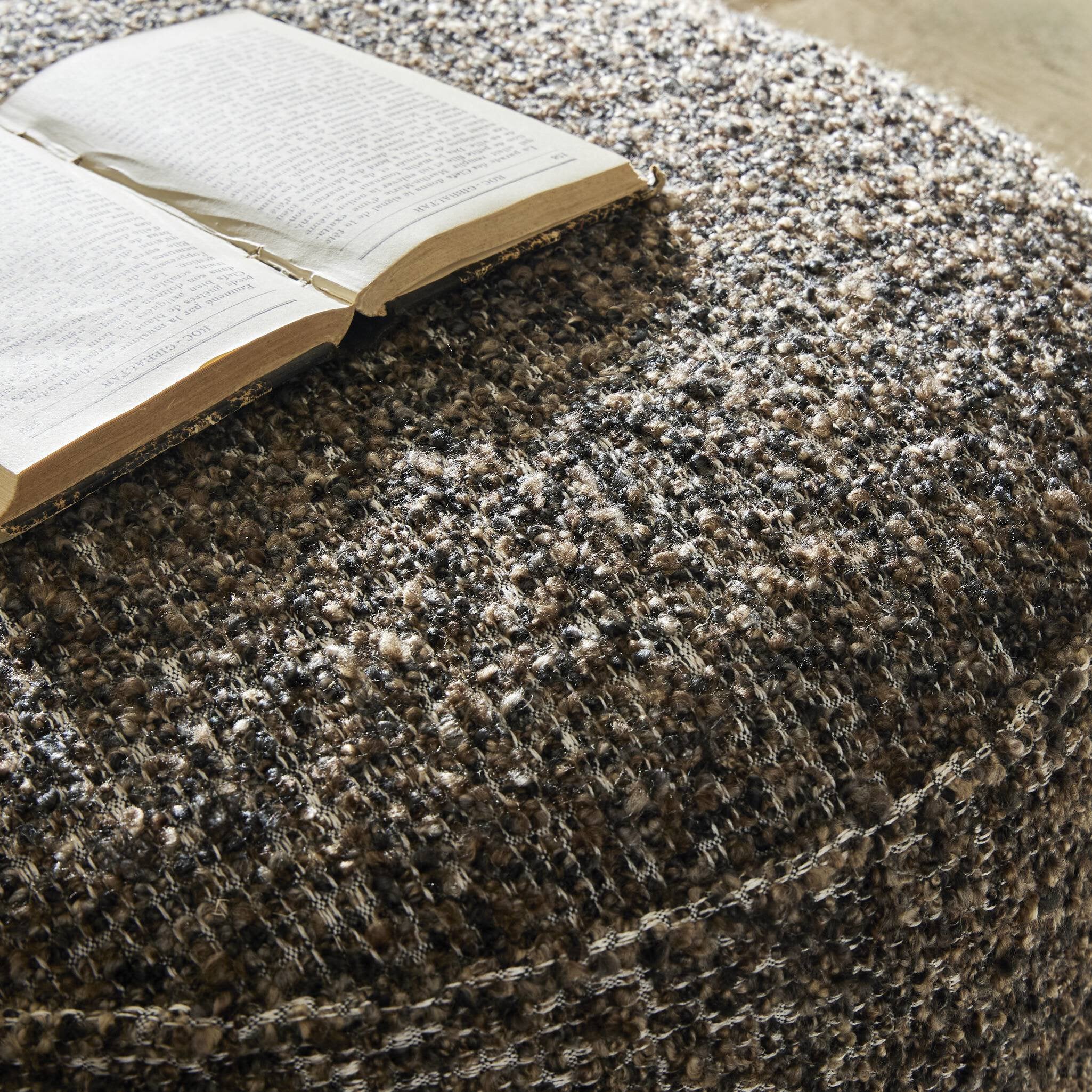 Four Hands Sinclair Round Ottoman — Ivan Granite-Sienna Brown