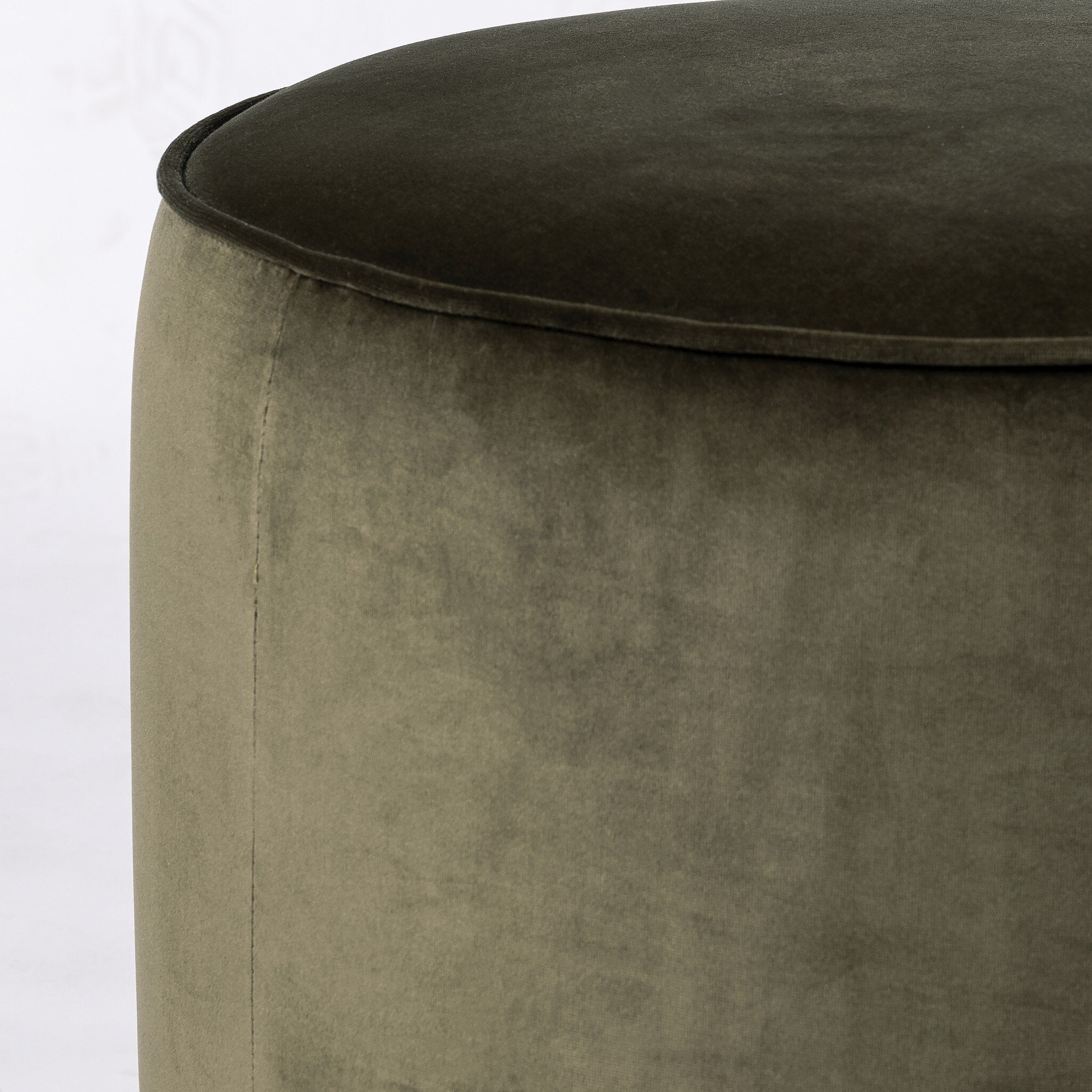 Four Hands Sinclair Round Ottoman — Surrey Olive-Sienna Brown