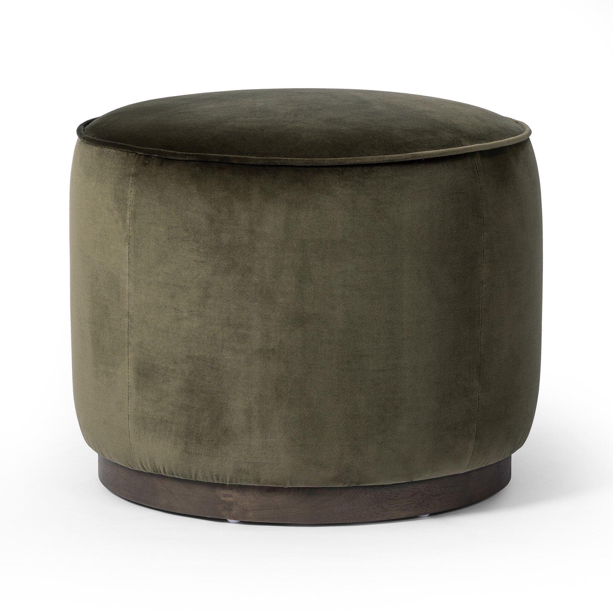 Four Hands Sinclair Round Ottoman — Surrey Olive-Sienna Brown