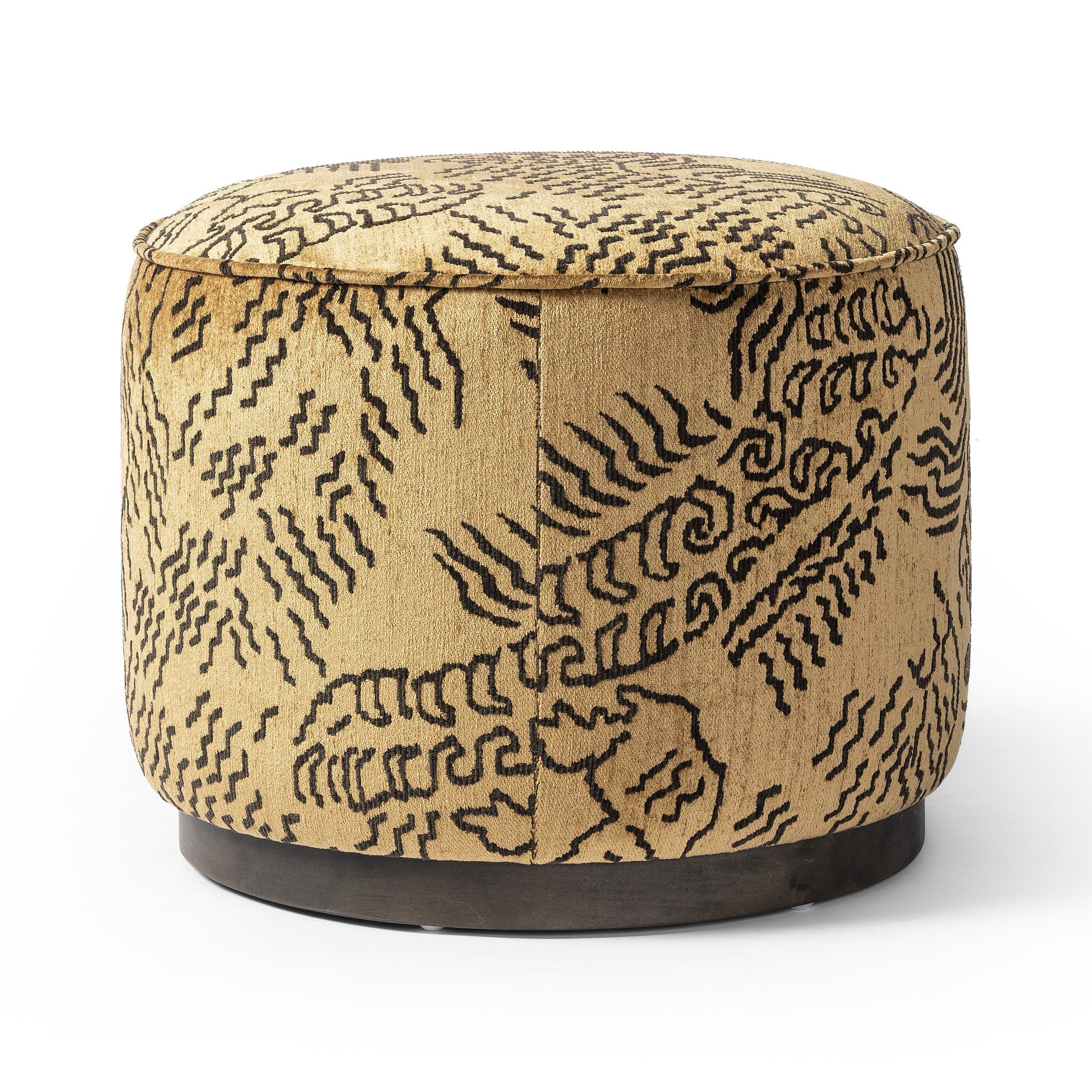 Four Hands Sinclair Round Ottoman — Balkan Ochre-Sienna Brown