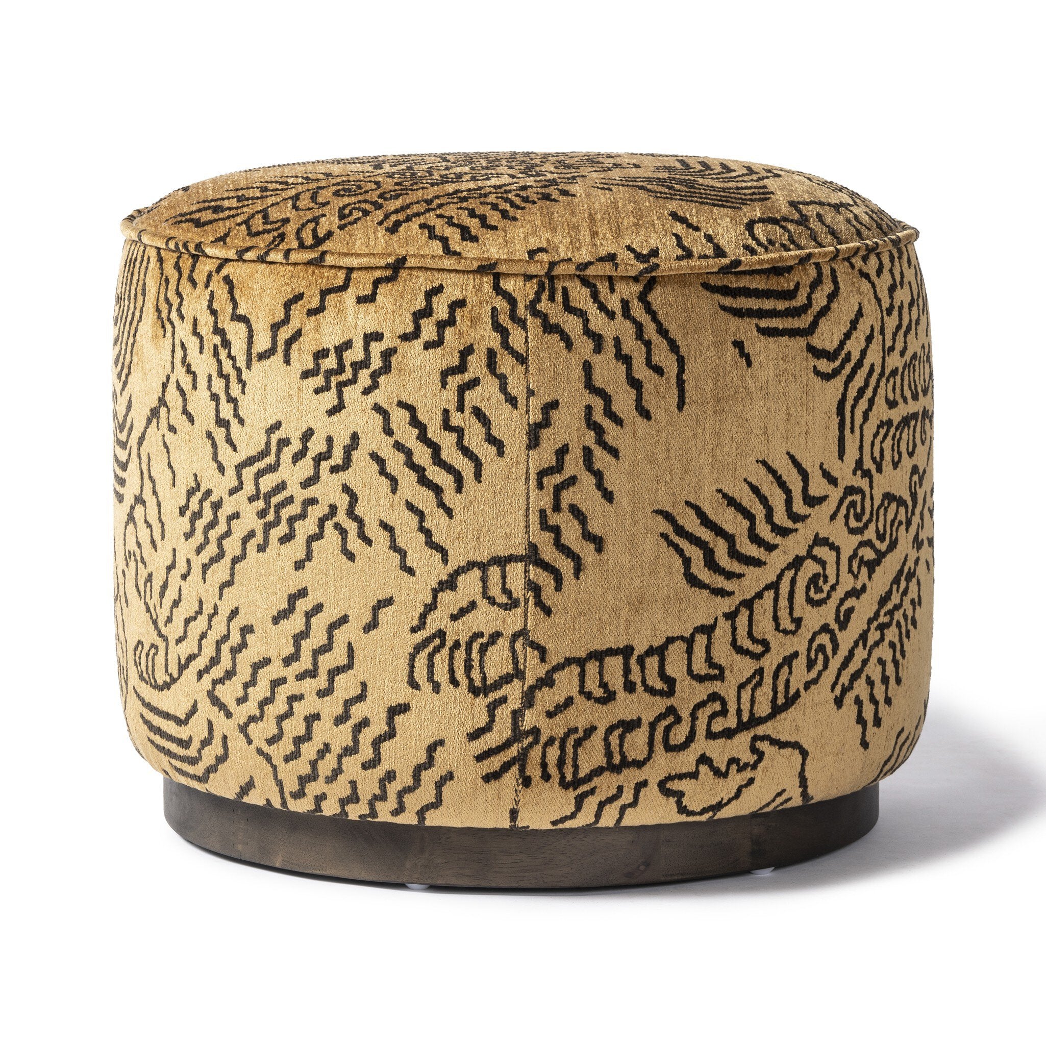 Four Hands Sinclair Round Ottoman — Balkan Ochre-Sienna Brown