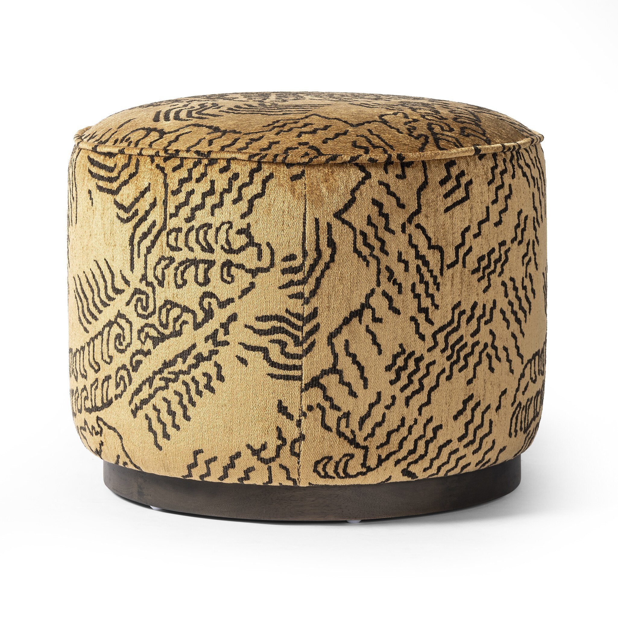 Four Hands Sinclair Round Ottoman — Balkan Ochre-Sienna Brown