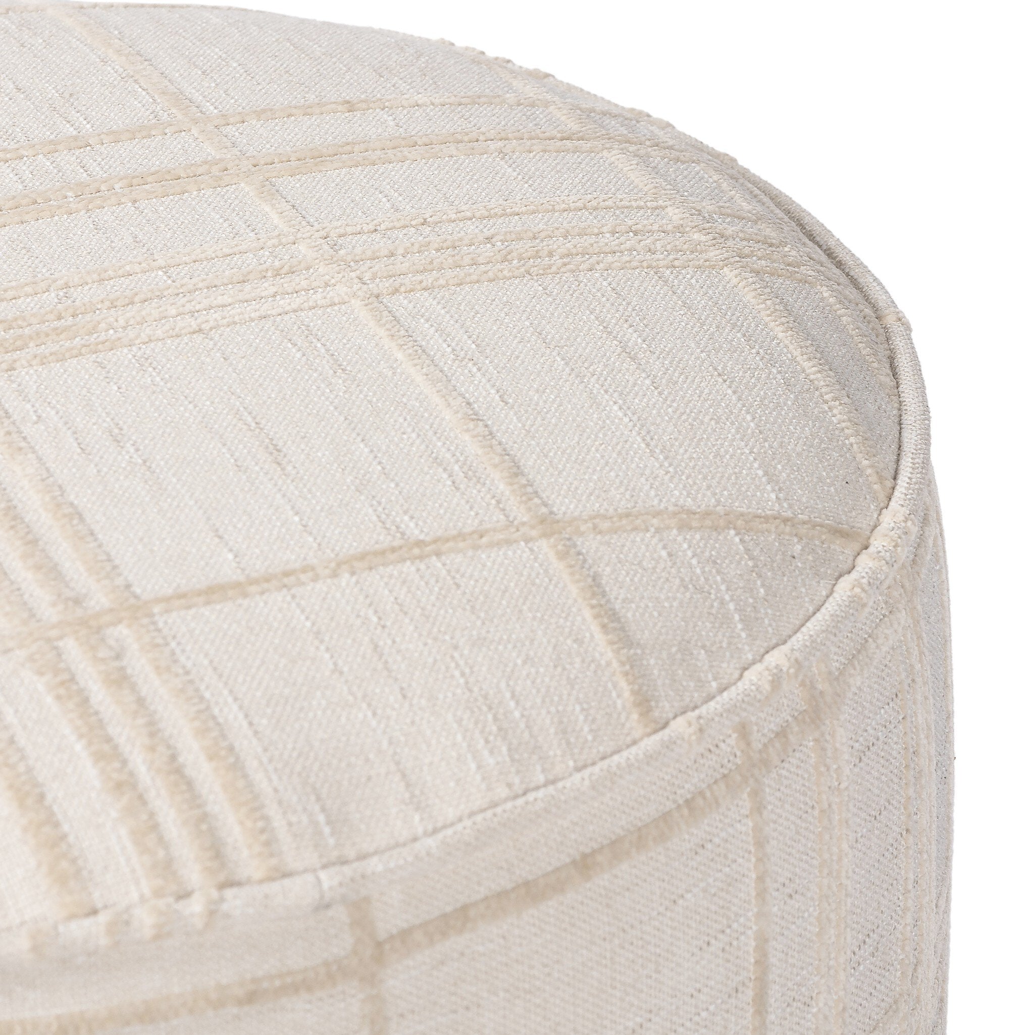 Four Hands Sinclair Round Ottoman — Sheffield Ivory-Sienna Brown