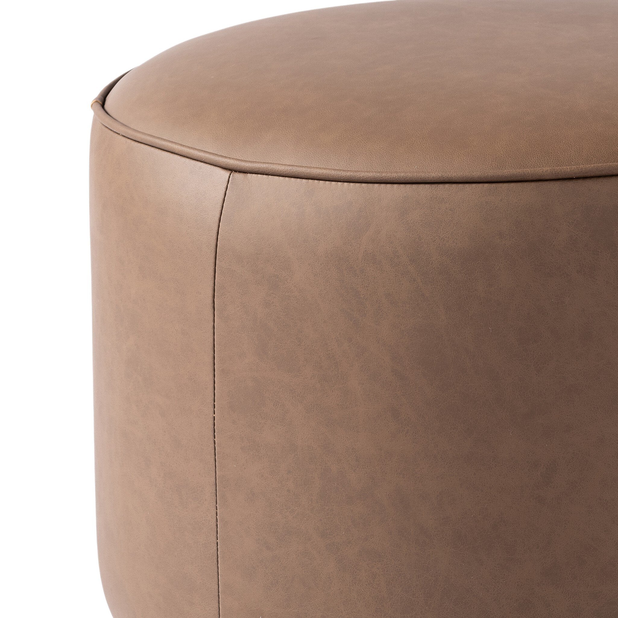 Four Hands Sinclair Round Ottoman — Maestro Cigar-Sienna Brown