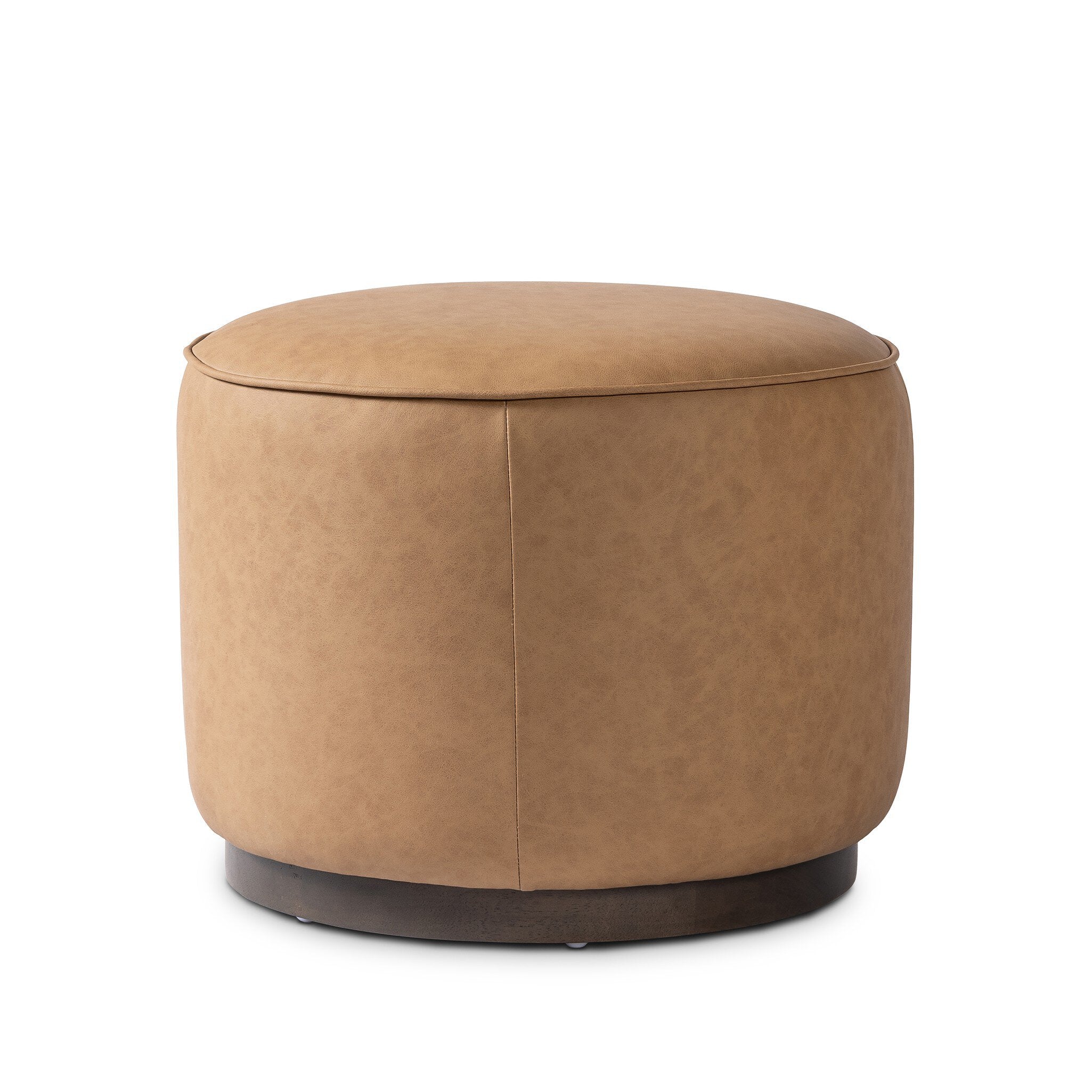 Four Hands Sinclair Round Ottoman — Maestro Camel-Sienna Brown