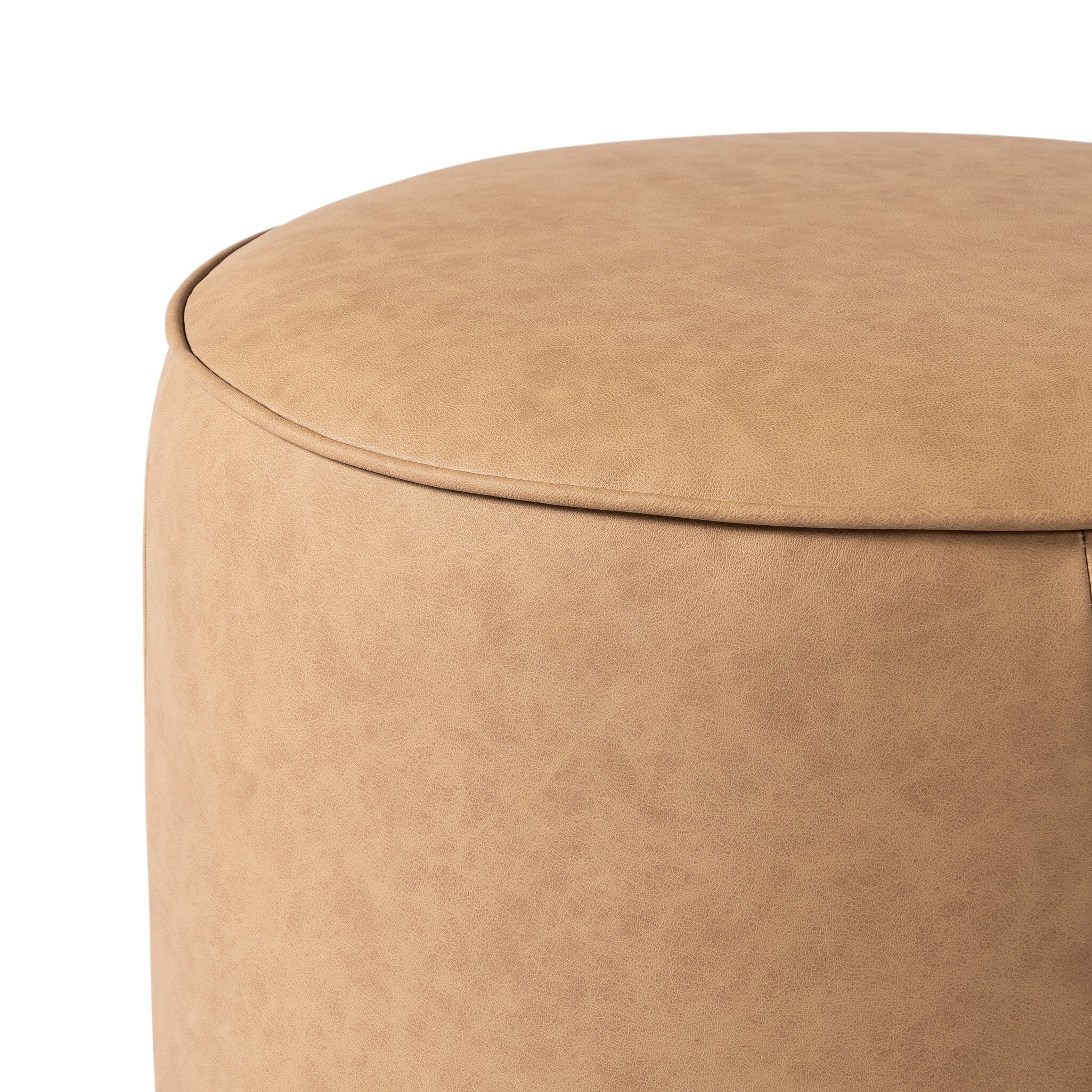 Four Hands Sinclair Round Ottoman — Maestro Camel-Sienna Brown