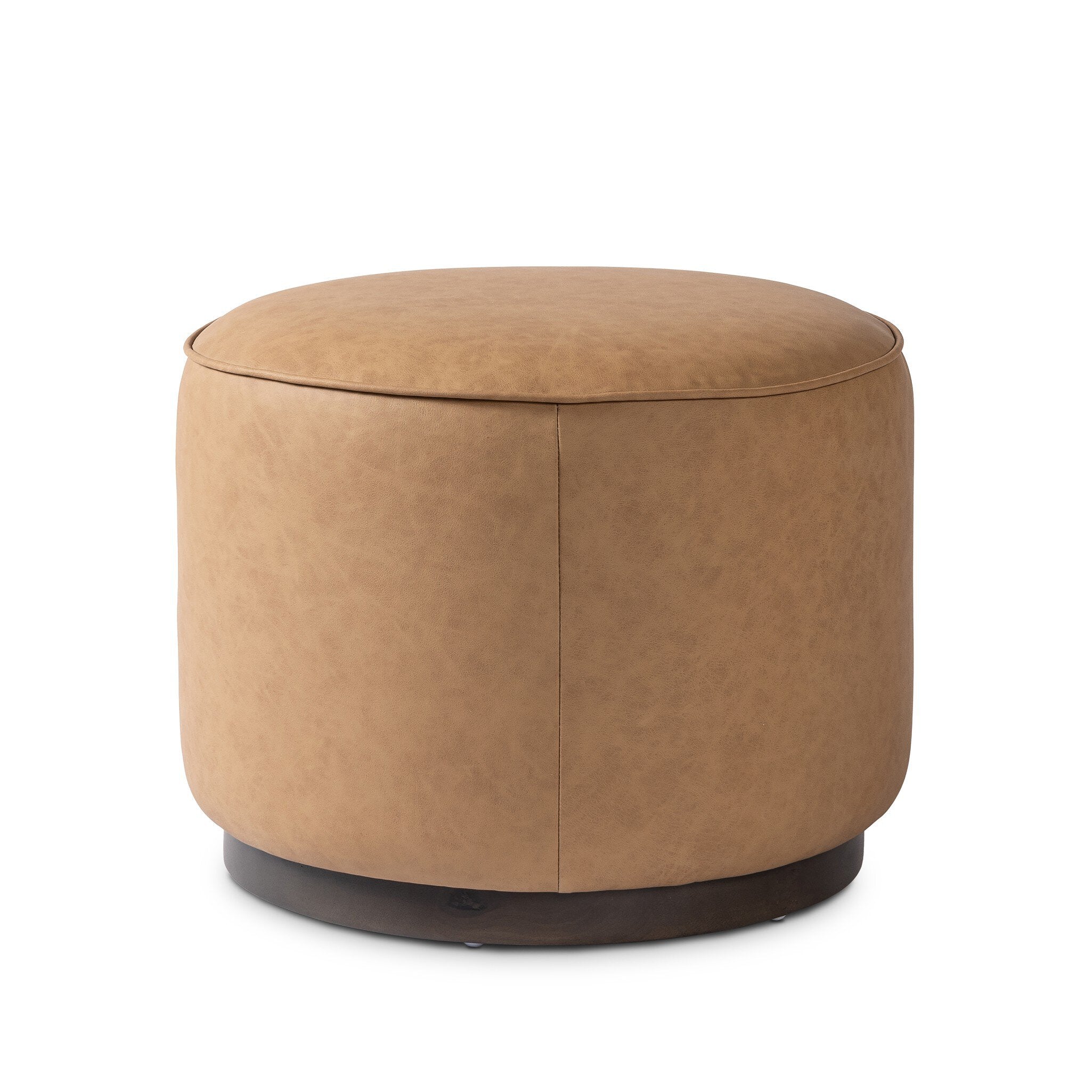 Four Hands Sinclair Round Ottoman — Maestro Camel-Sienna Brown