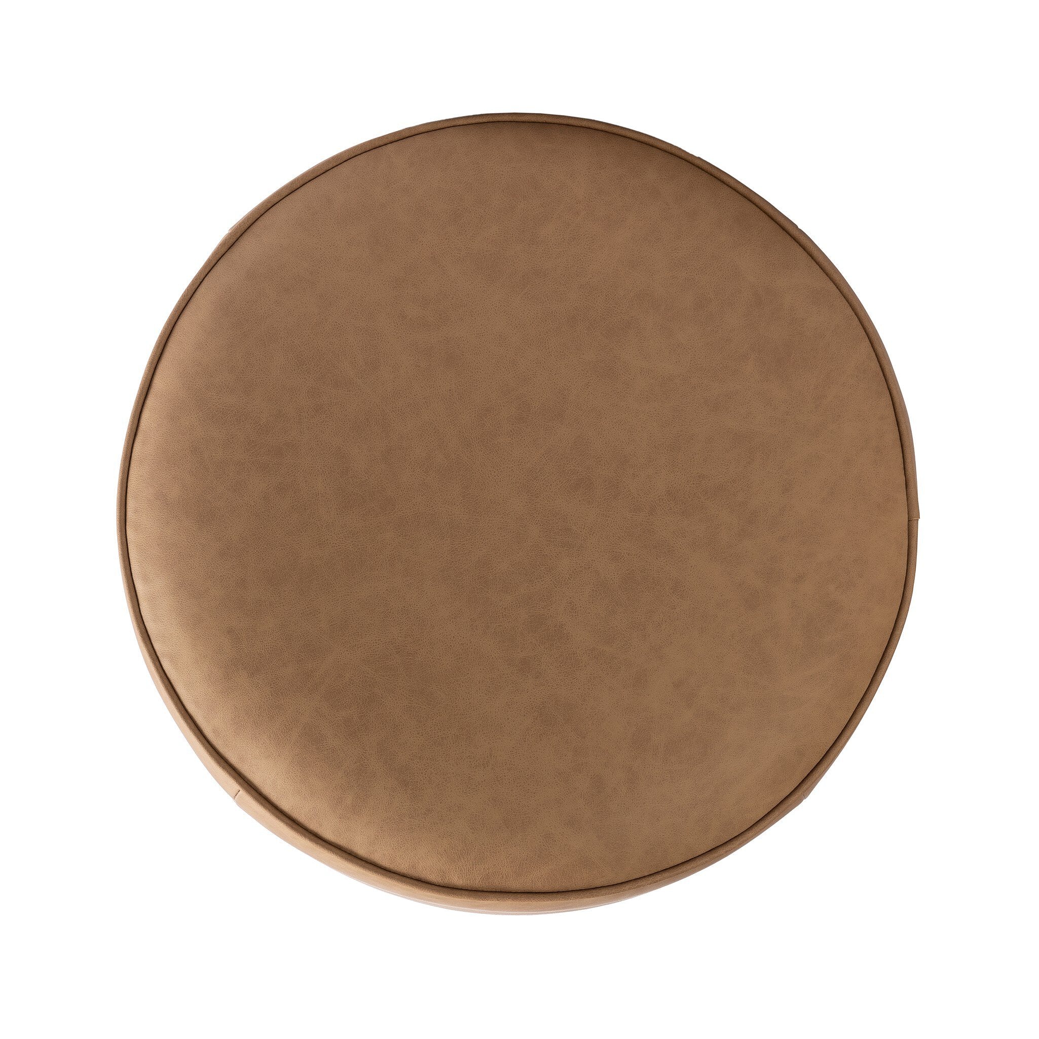 Four Hands Sinclair Round Ottoman — Maestro Camel-Sienna Brown