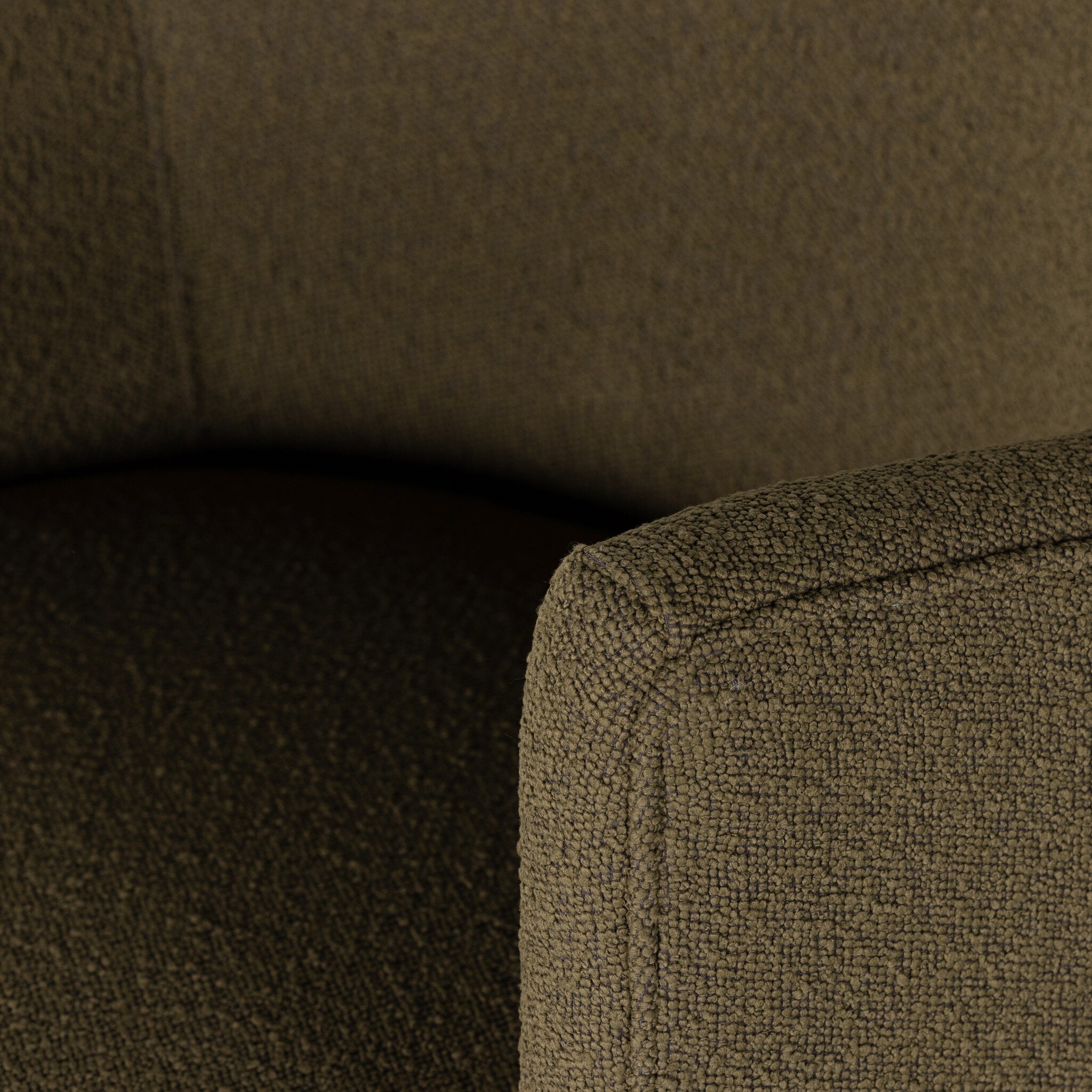 Four Hands Aurora Swivel Chair — FIQA Boucle Olive-Distressed Natural