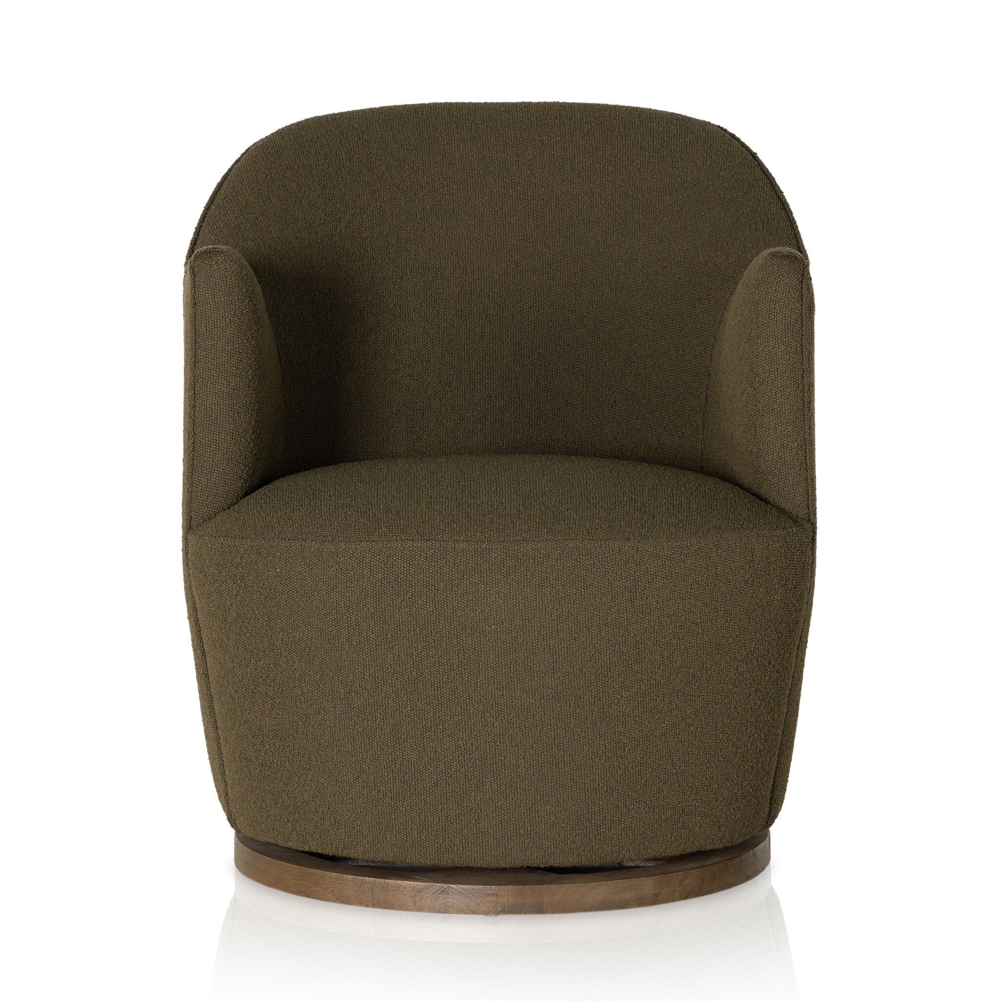 Four Hands Aurora Swivel Chair — FIQA Boucle Olive-Distressed Natural