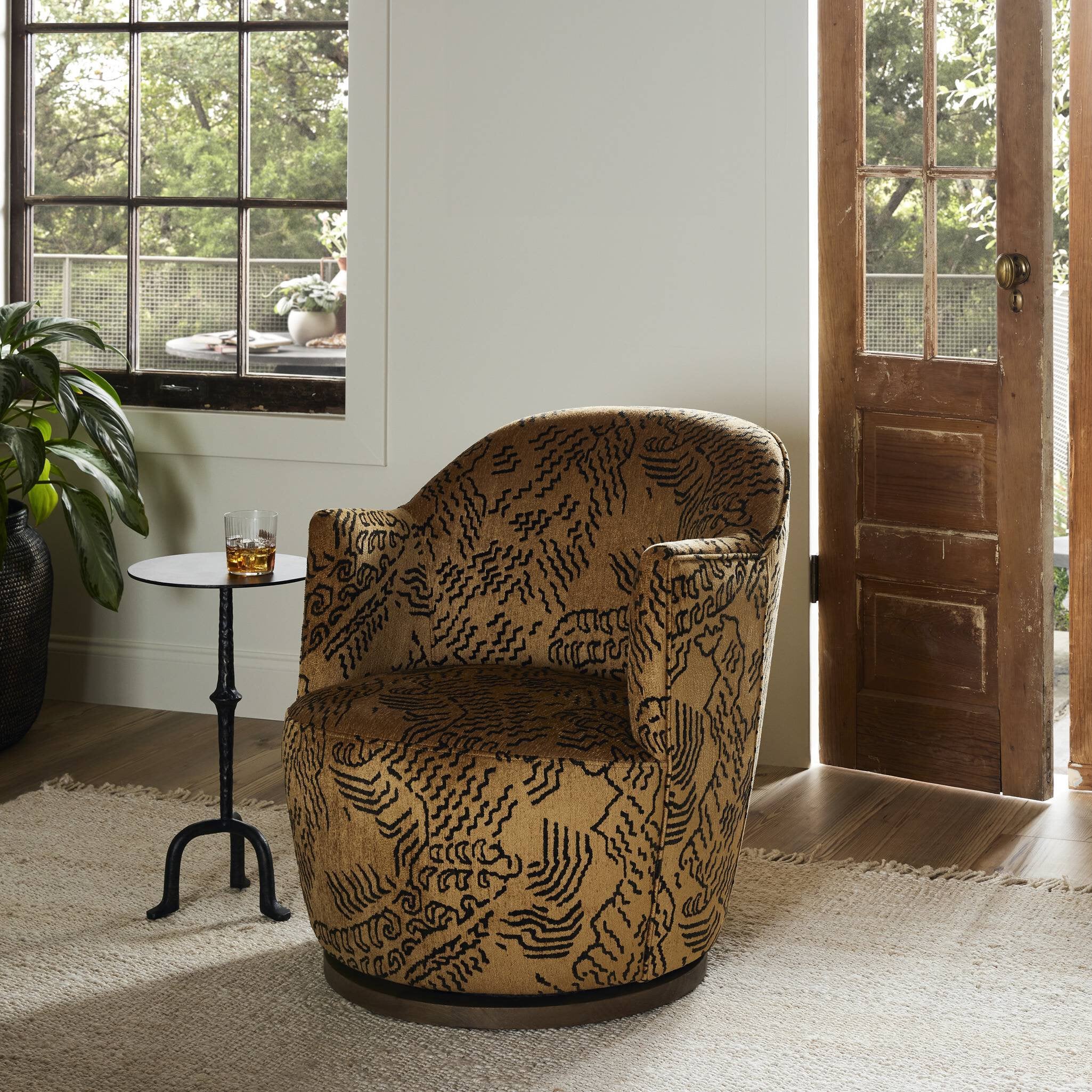 Four Hands Aurora Swivel Chair — Balkan Ochre-Distressed Natural