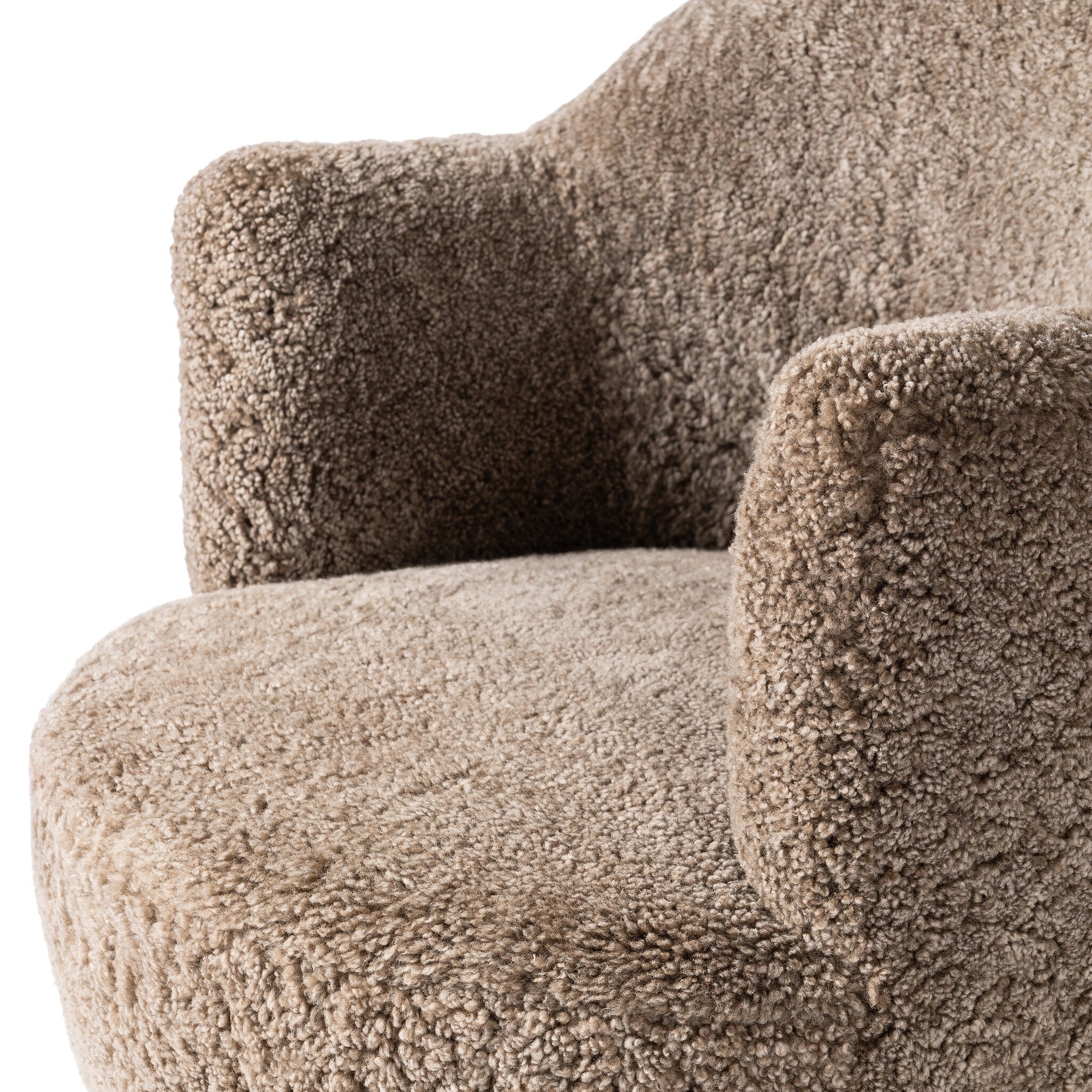 Four Hands Aurora Swivel Chair — Taupe Shearling-Distressed Natural