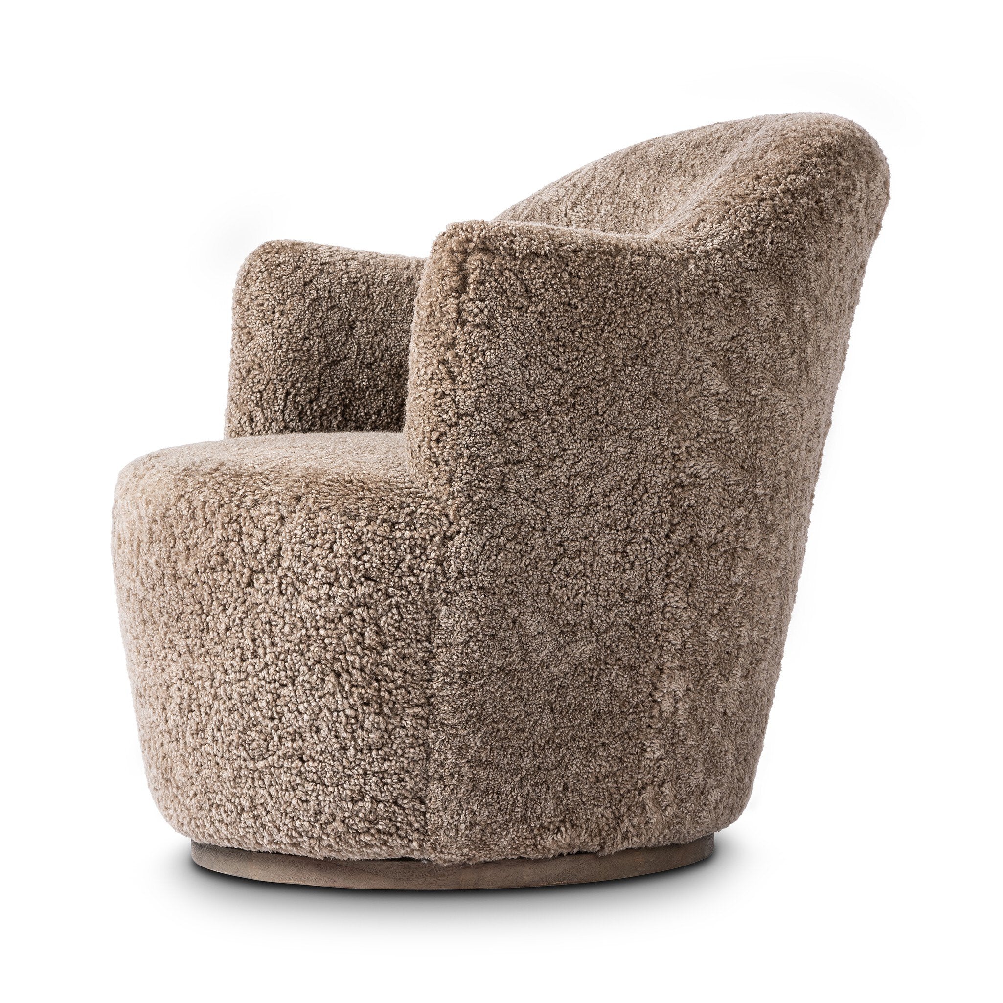 Four Hands Aurora Swivel Chair — Taupe Shearling-Distressed Natural