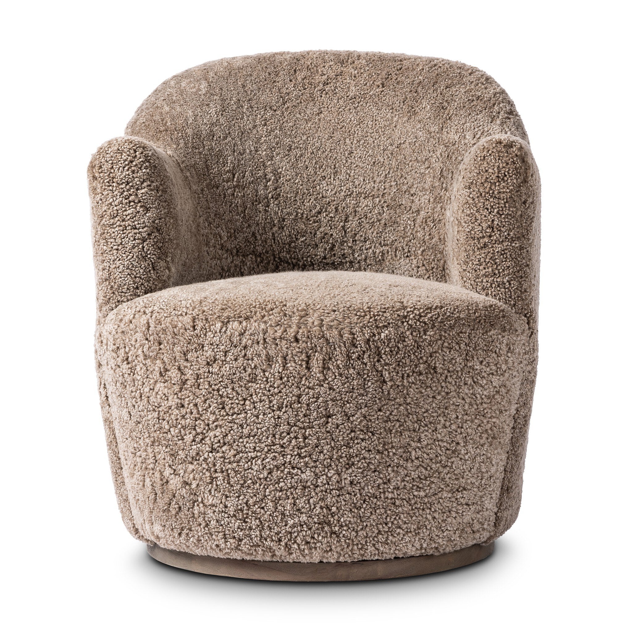 Four Hands Aurora Swivel Chair — Taupe Shearling-Distressed Natural