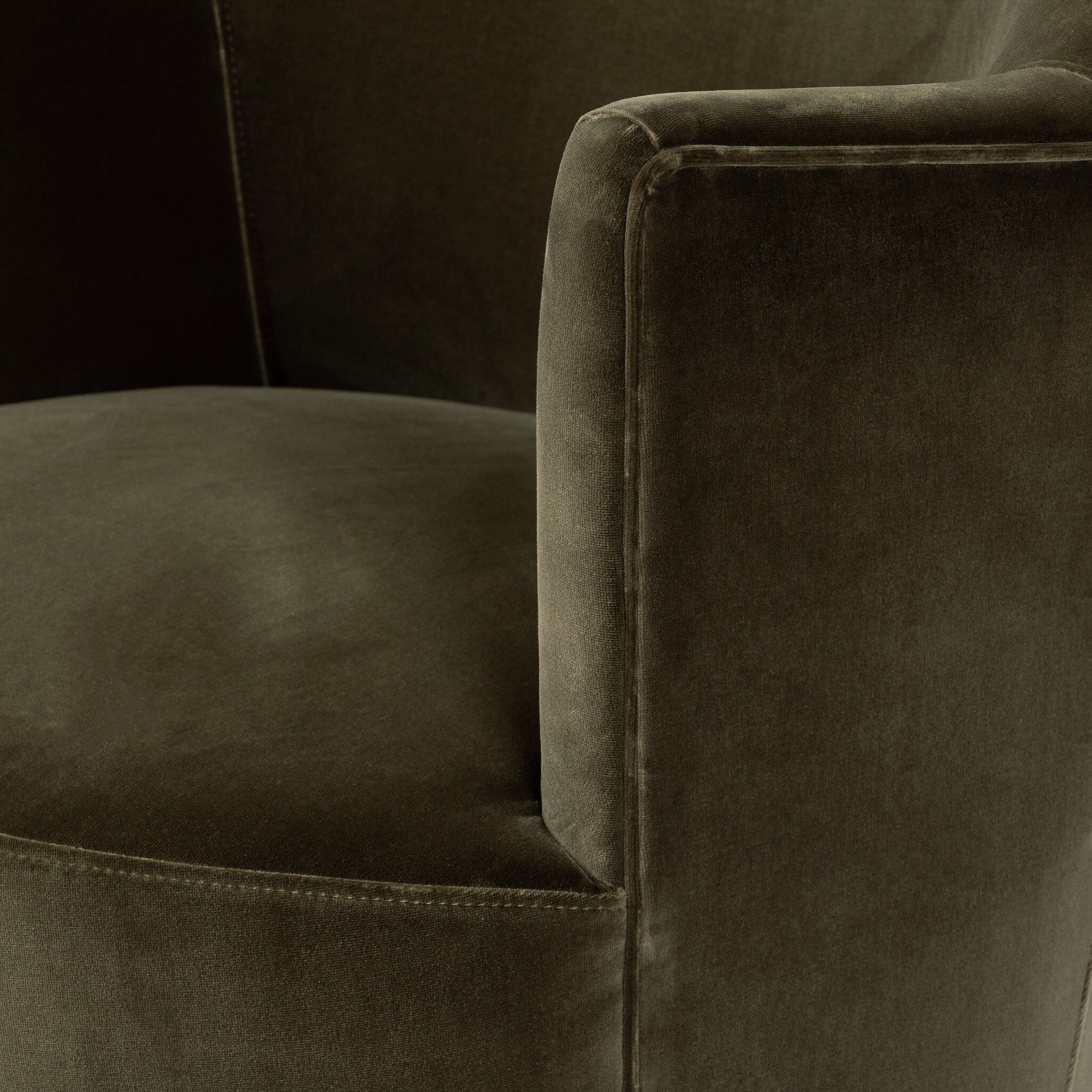 Four Hands Aurora Swivel Chair — Surrey Olive-Distressed Natural