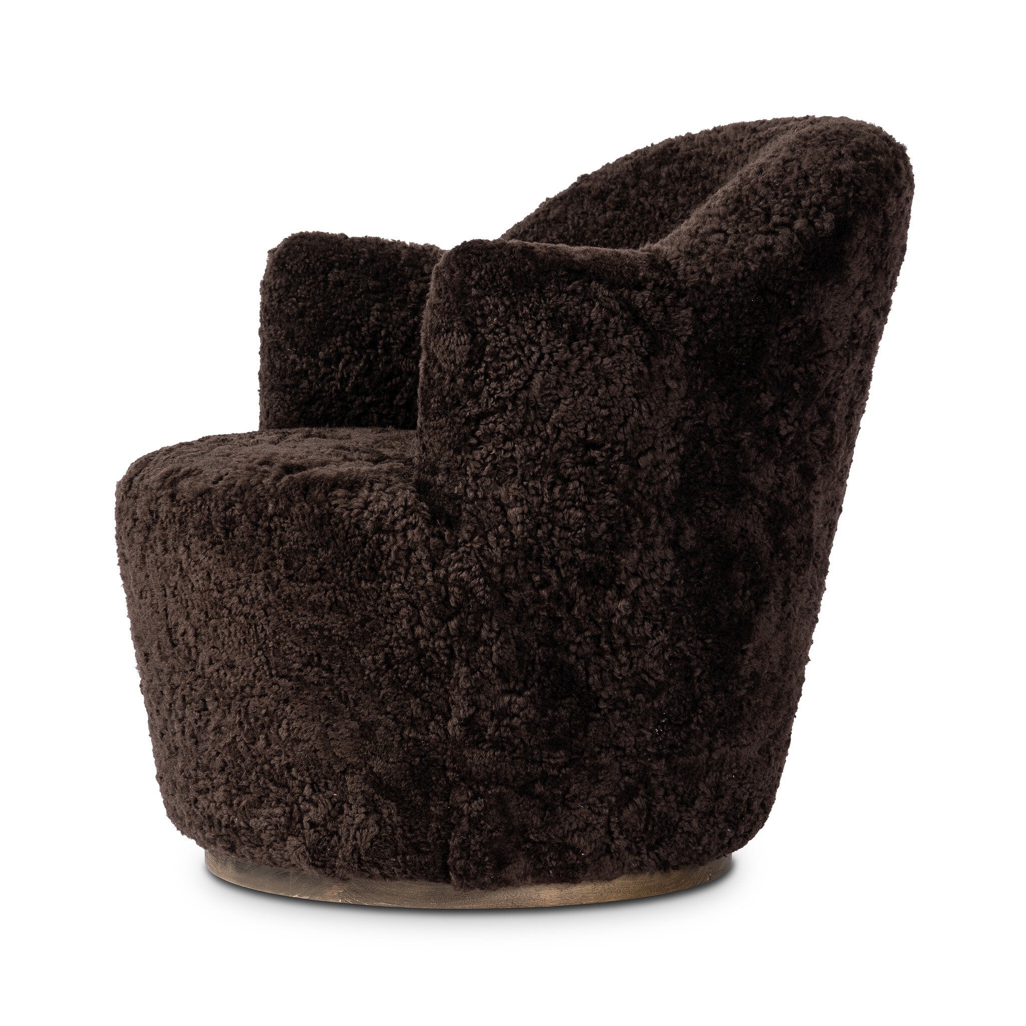 Four Hands Aurora Swivel Chair — Cocoa Shearling-Distressed Natural