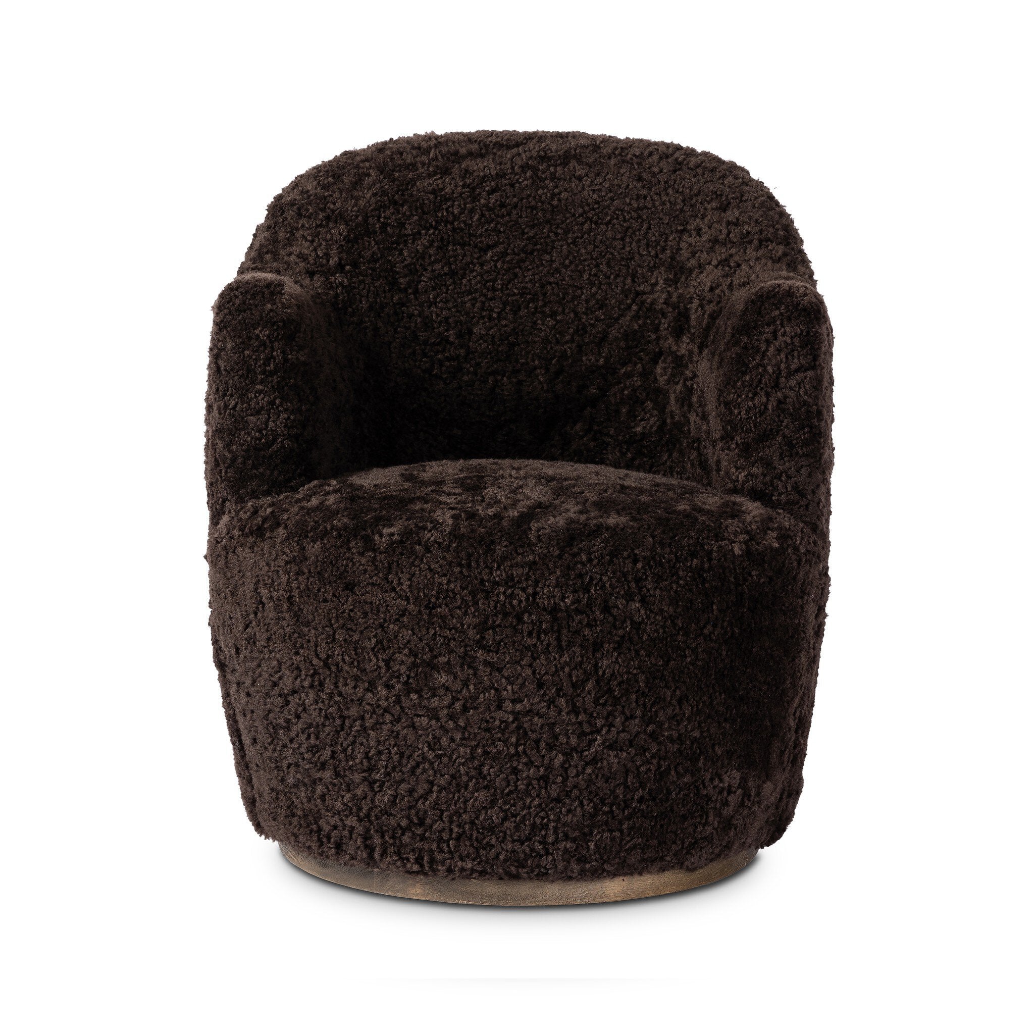 Four Hands Aurora Swivel Chair — Cocoa Shearling-Distressed Natural