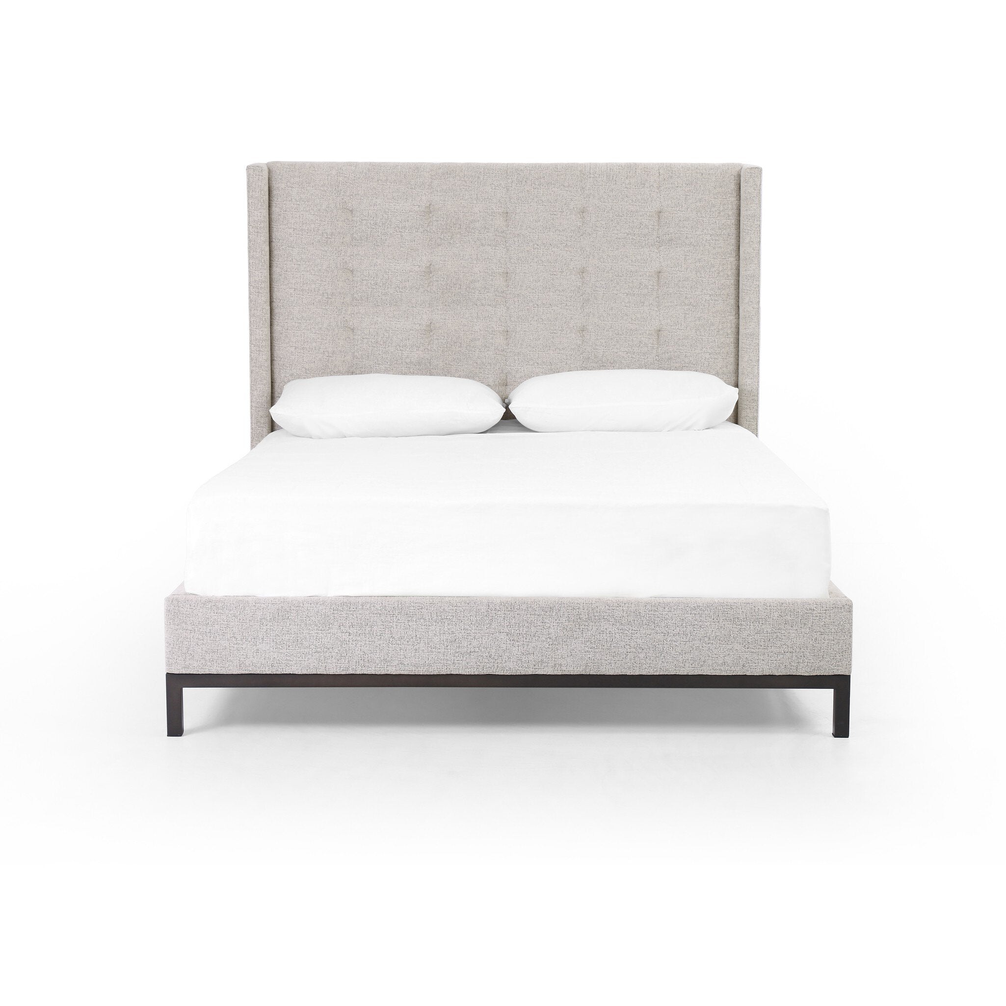 Four Hands Newhall Bed - 55" — Plushtone Linen-Light Gunmetal-King