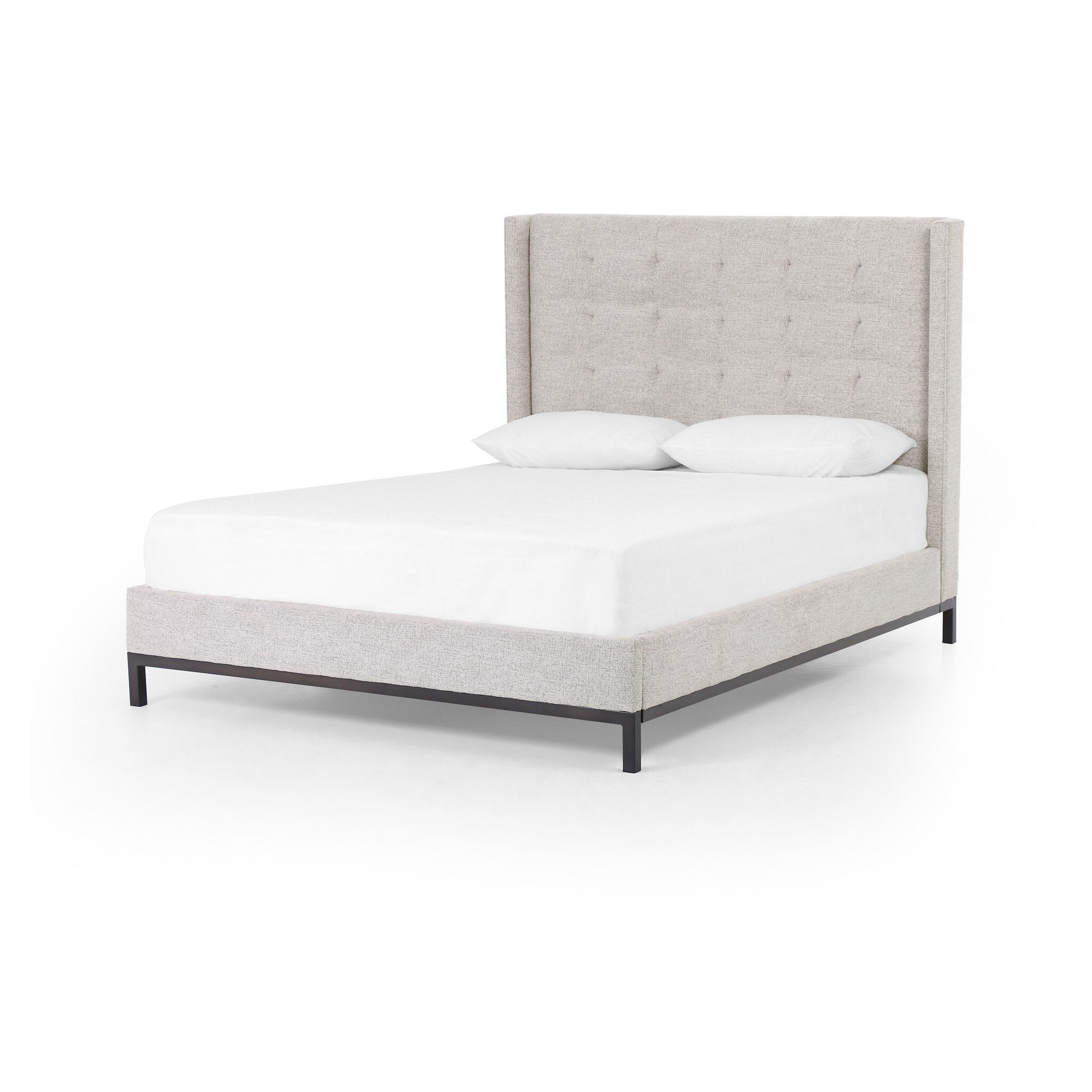 Four Hands Newhall Bed - 55" — Plushtone Linen-Light Gunmetal-King