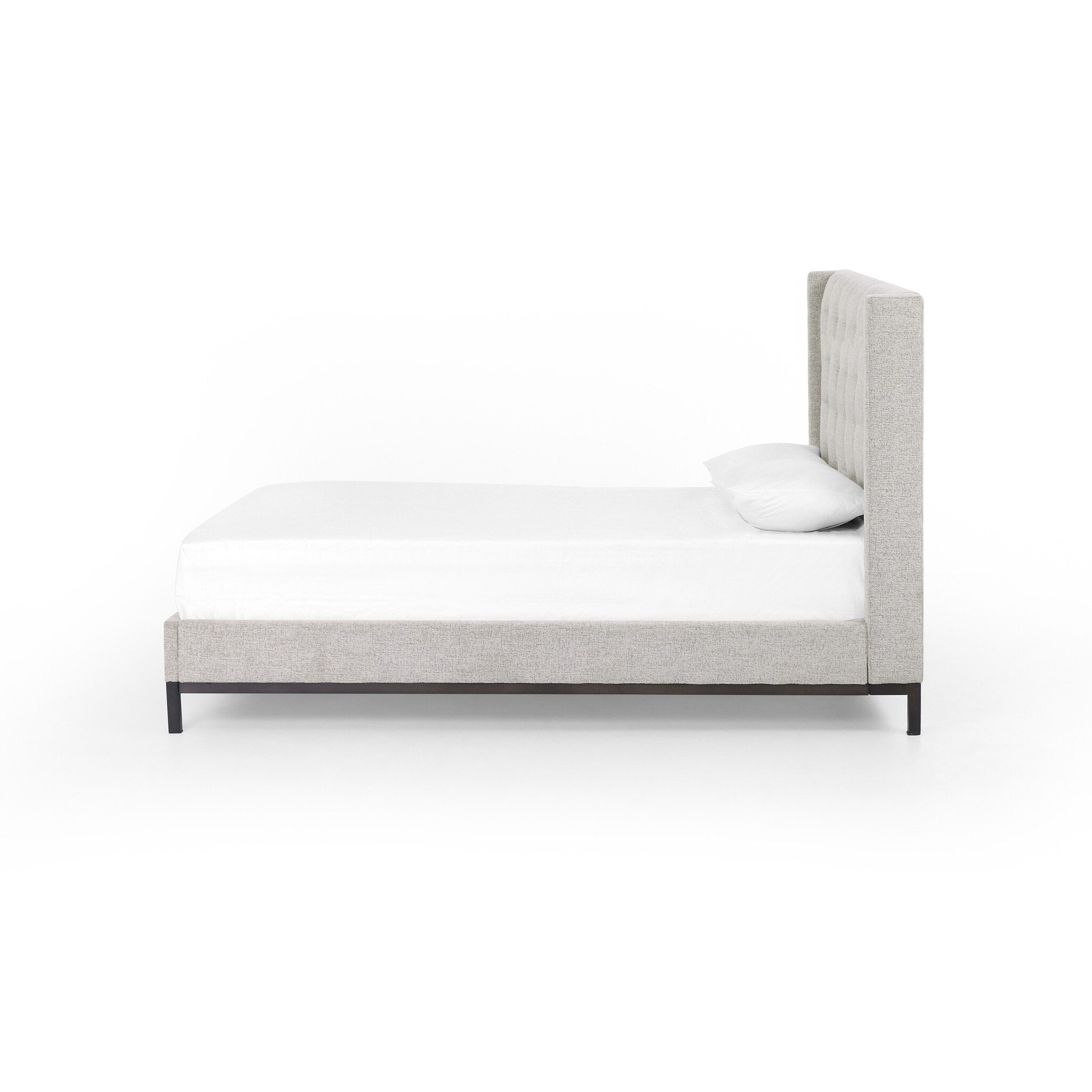 Four Hands Newhall Bed - 55" — Plushtone Linen-Light Gunmetal-King