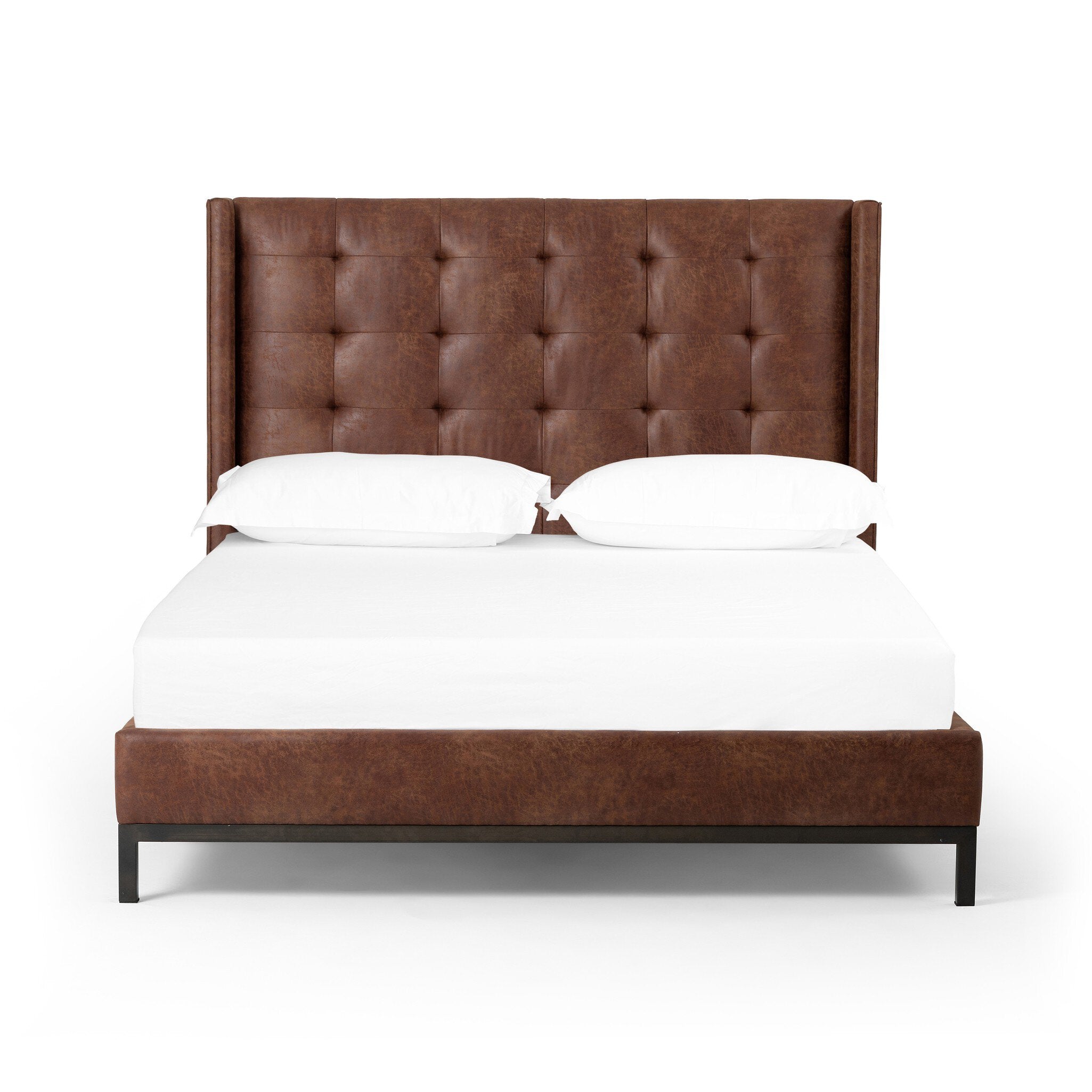 Four Hands Newhall Bed - 55" — Vintage Tobacco-Light Gunmetal-Queen