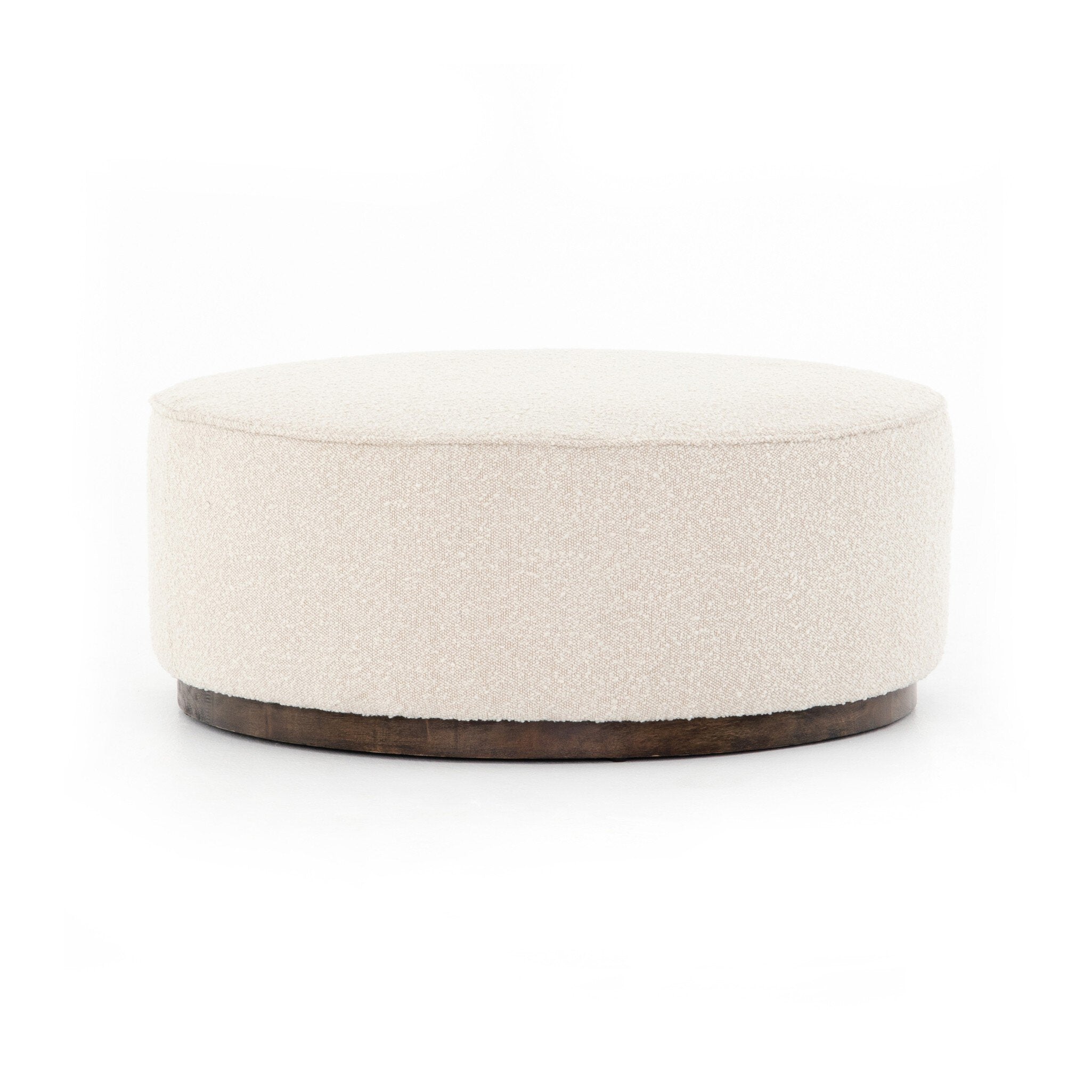 Four Hands Sinclair Large Round Ottoman — Knoll Natural-Distressed Natural