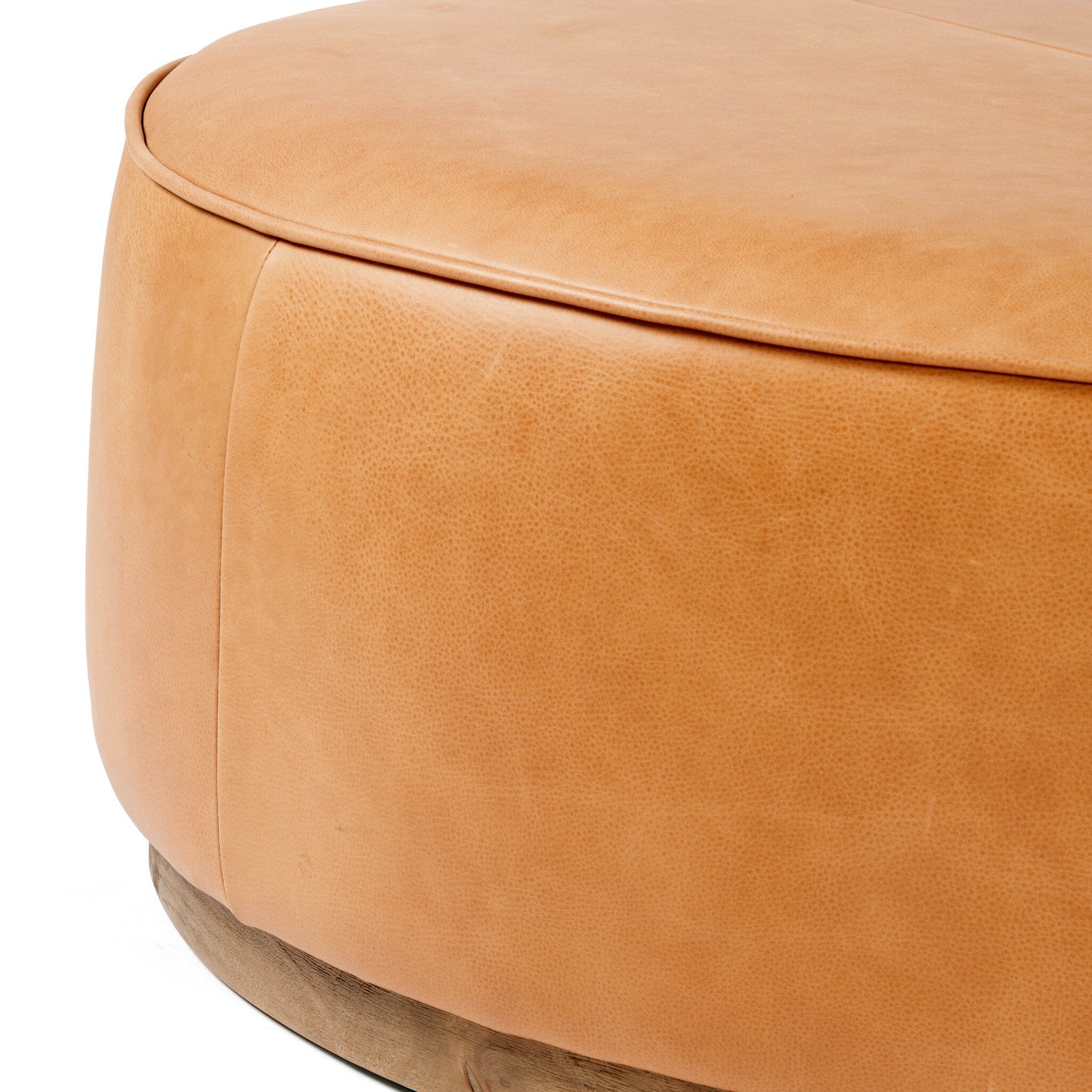 Four Hands Sinclair Large Round Ottoman — Palermo Butterscotch-Distressed Natural