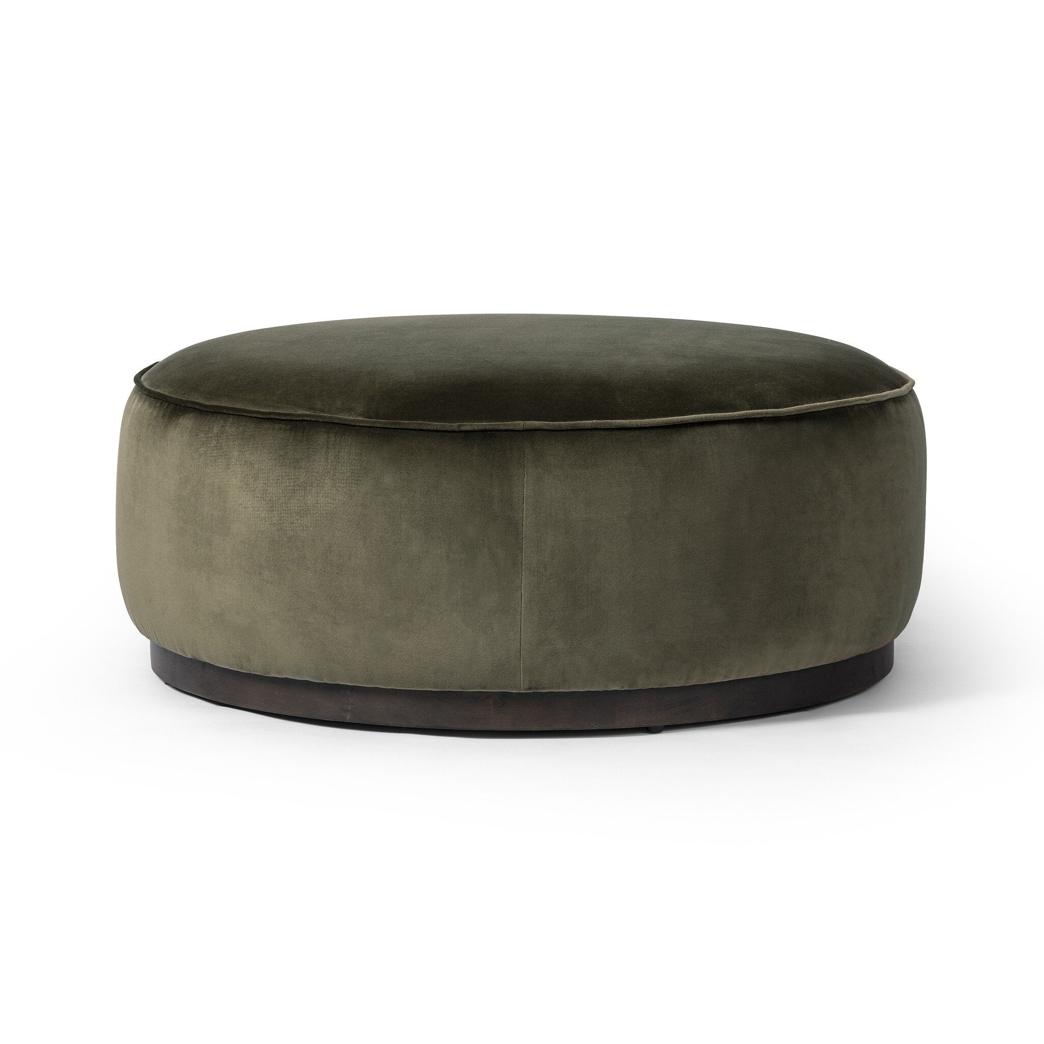 Four Hands Sinclair Large Round Ottoman — Surrey Olive-Sienna Brown