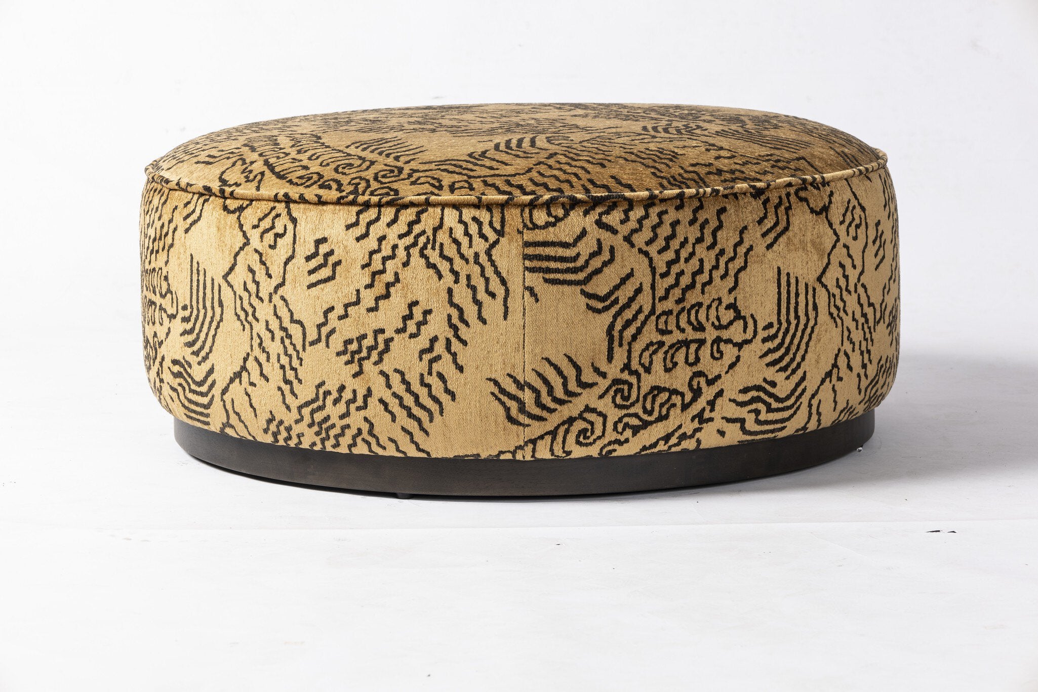 Four Hands Sinclair Large Round Ottoman — Balkan Ochre-Sienna Brown