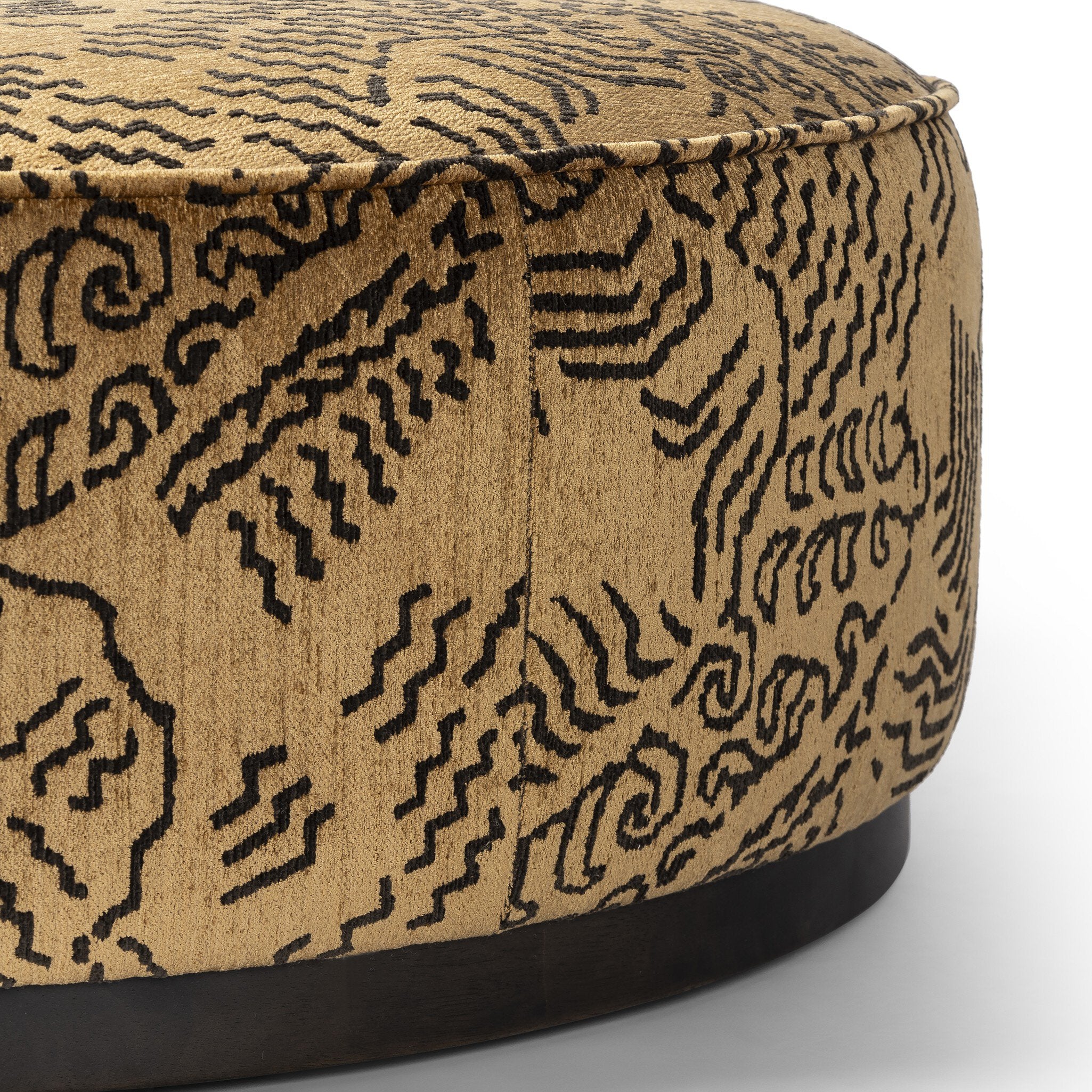 Four Hands Sinclair Large Round Ottoman — Balkan Ochre-Sienna Brown