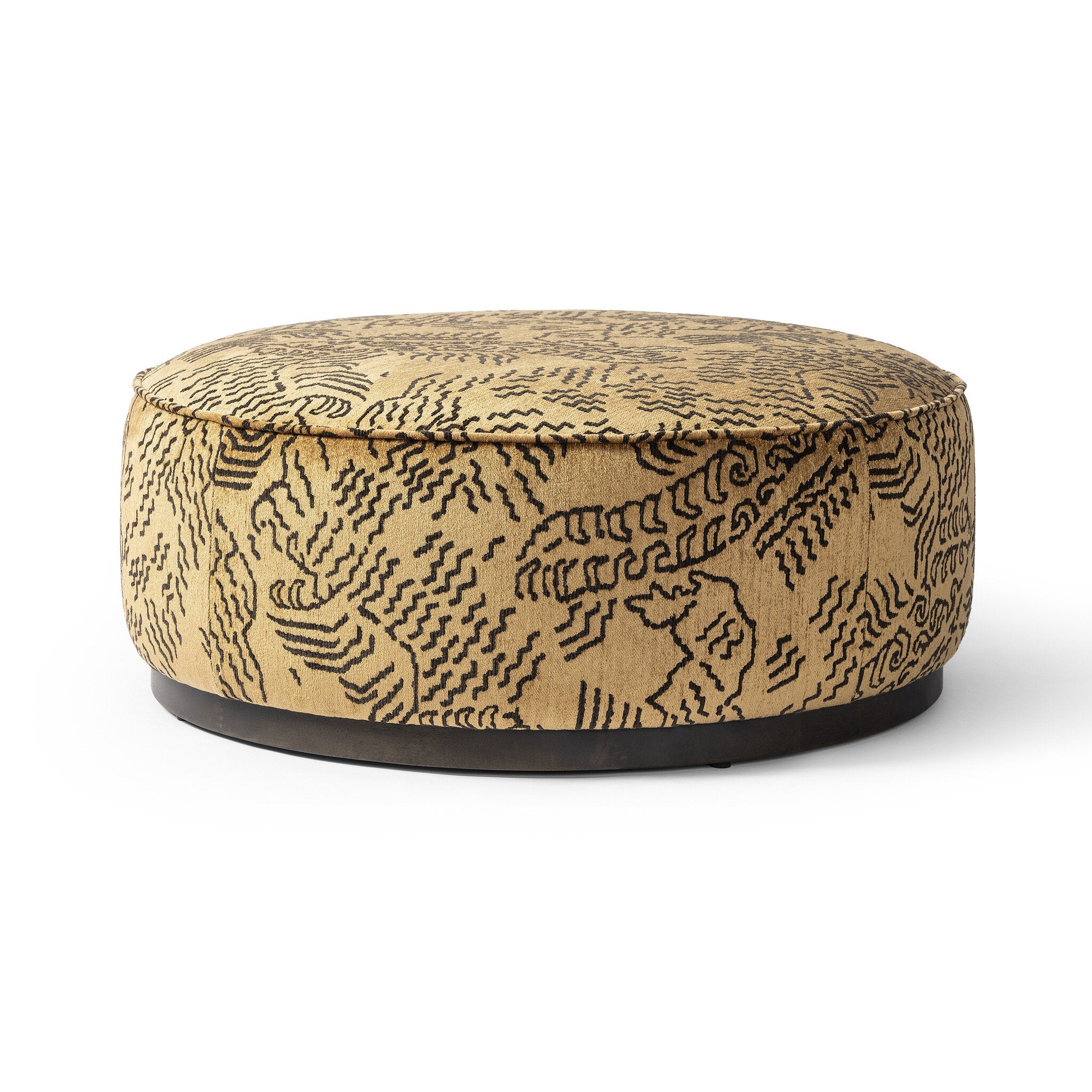 Four Hands Sinclair Large Round Ottoman — Balkan Ochre-Sienna Brown