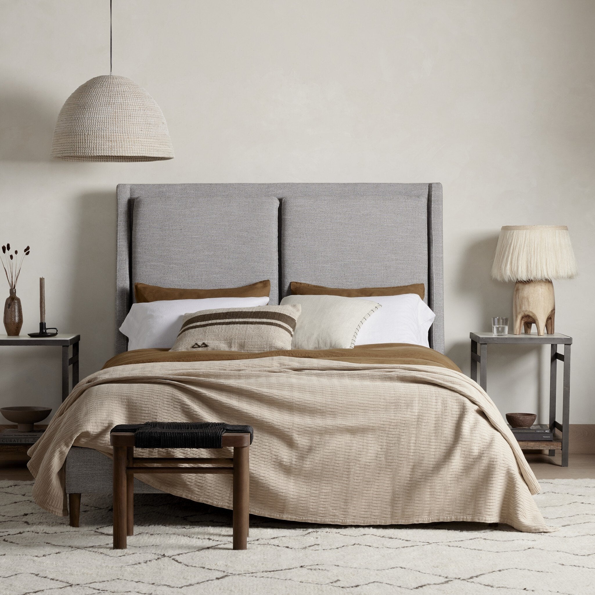 Four Hands Potter Bed — Manor Grey-Distressed Natural-King