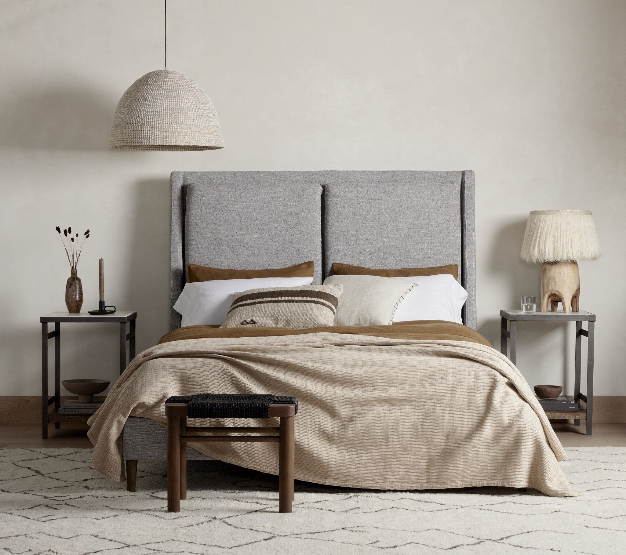 Four Hands Potter Bed — Manor Grey-Distressed Natural-King